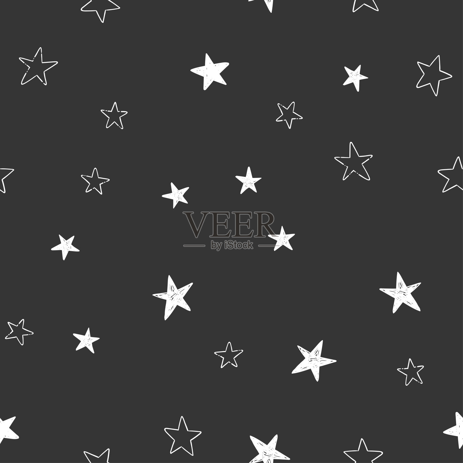 星星涂鸦无缝图案插画图片素材