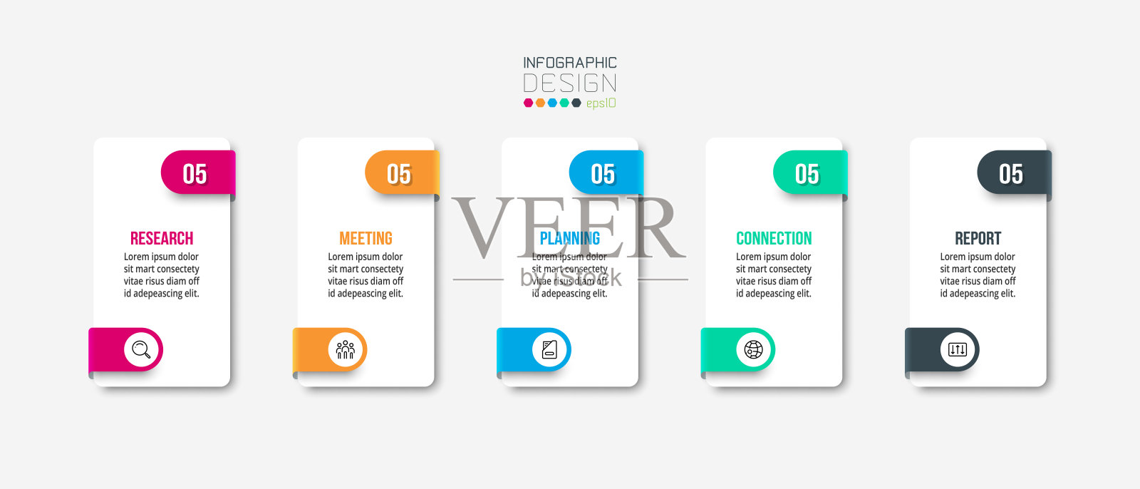 带有步骤或选项设计的信息图表业务模板。插画图片素材