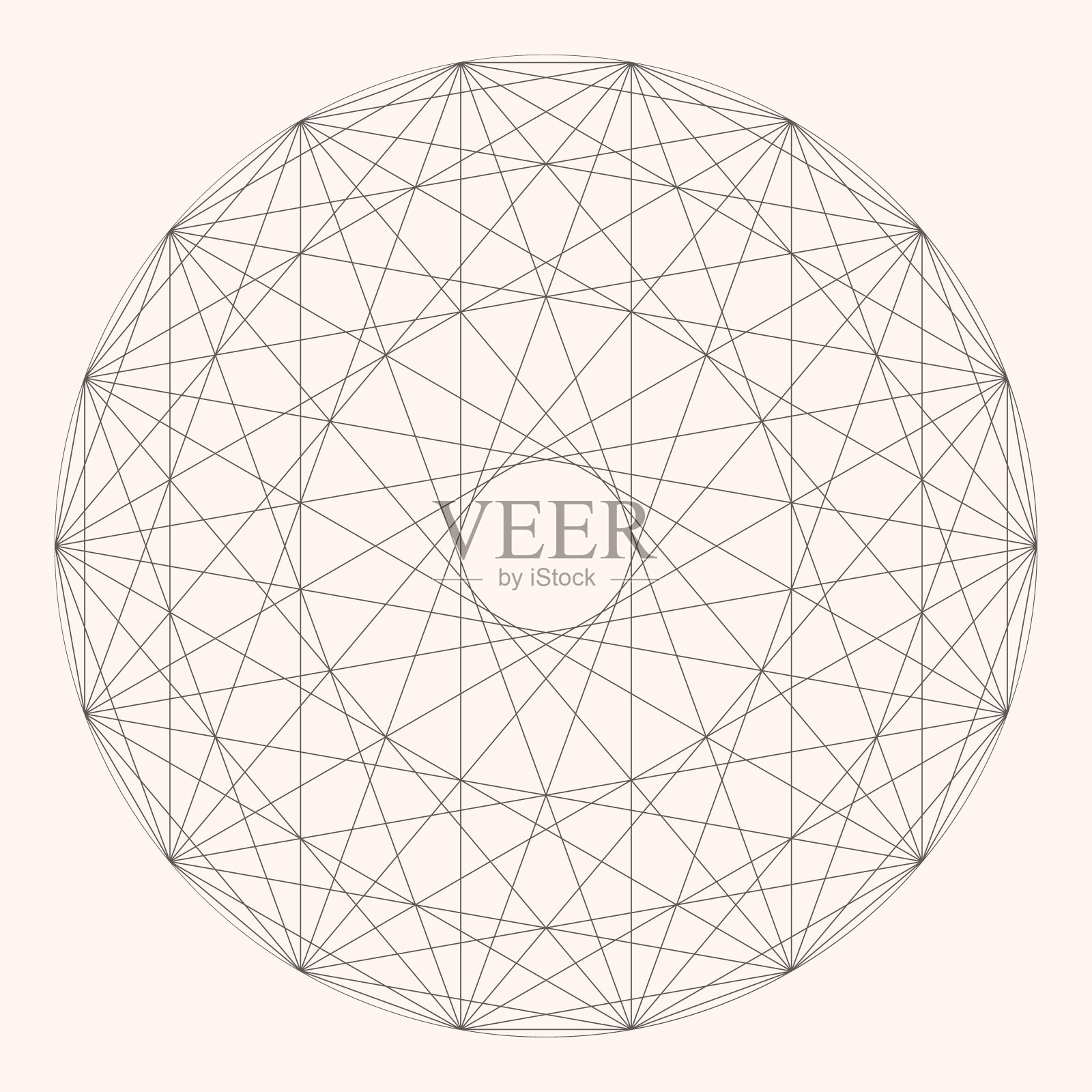 圆中细线的抽象图形。精神象征，如纹身或标志设计元素图片