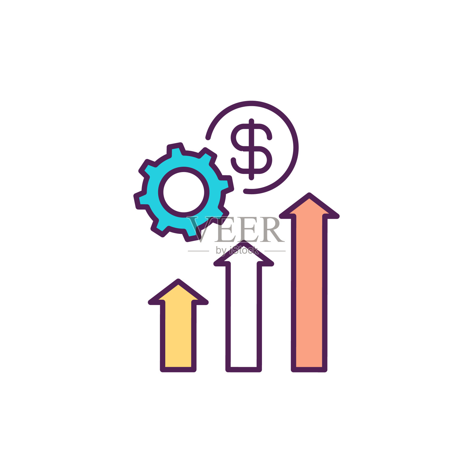 工资和劳动生产率RGB颜色图标插画图片素材