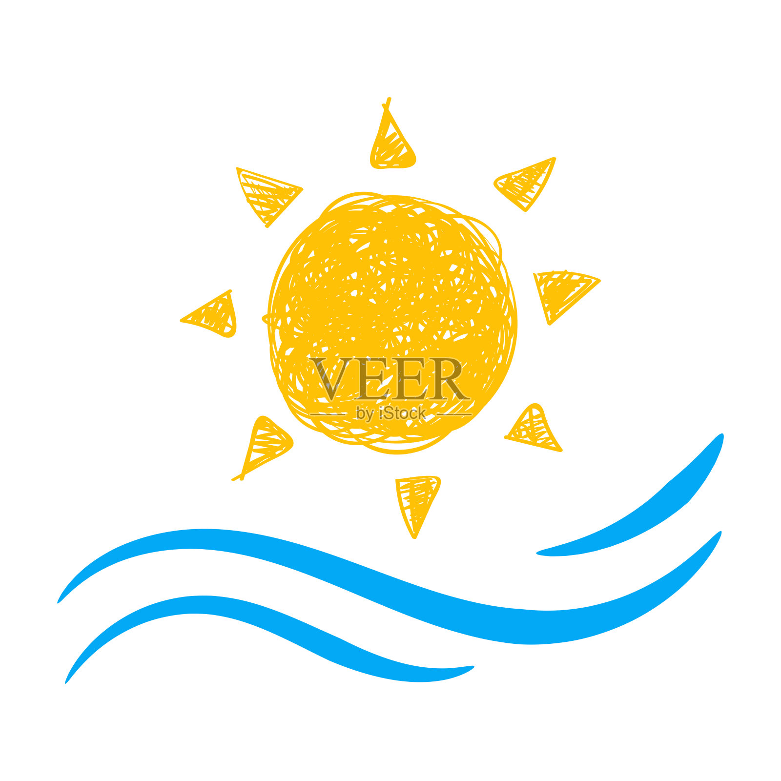 太阳和海洋图标。矢量插图。插画图片素材