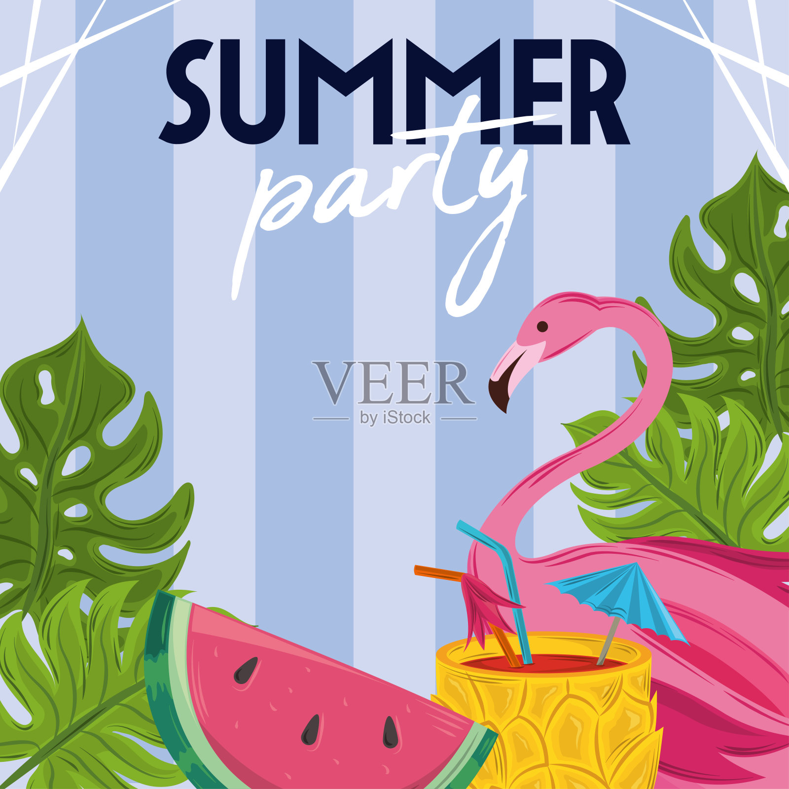 夏日派对卡插画图片素材