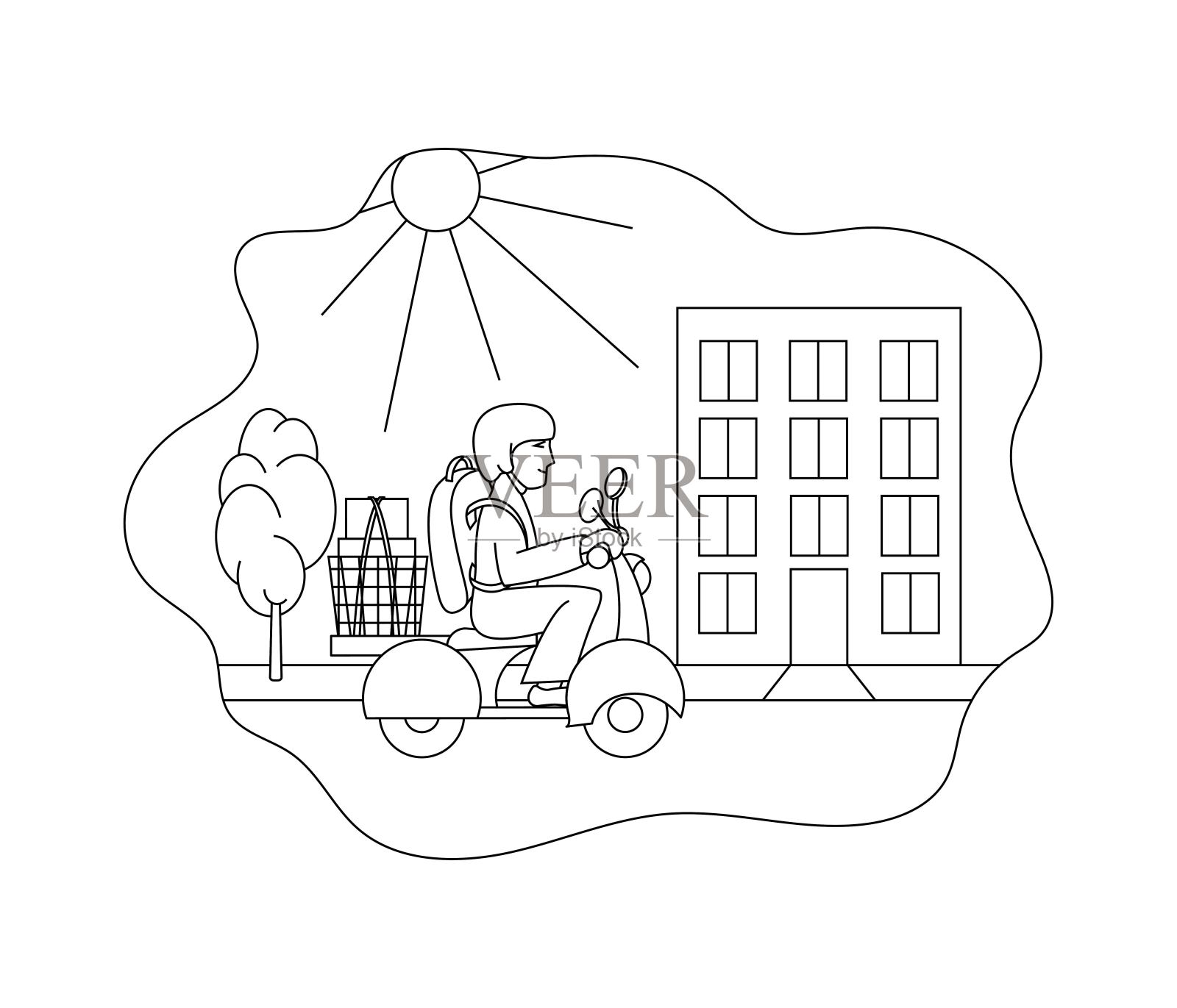 货物交付。快递服务。插画图片素材