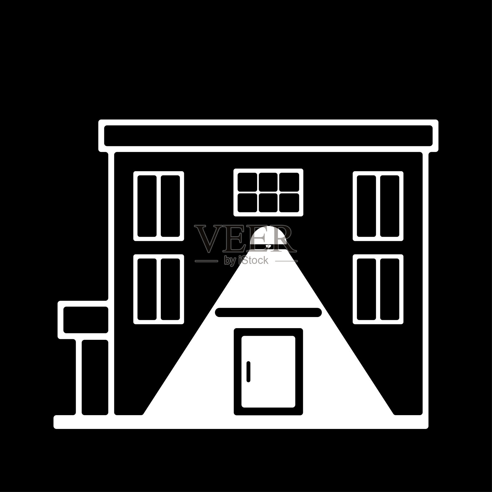 房子图标上的黑色背景。房子的概念是不带灯。平的风格。向量插画图片素材