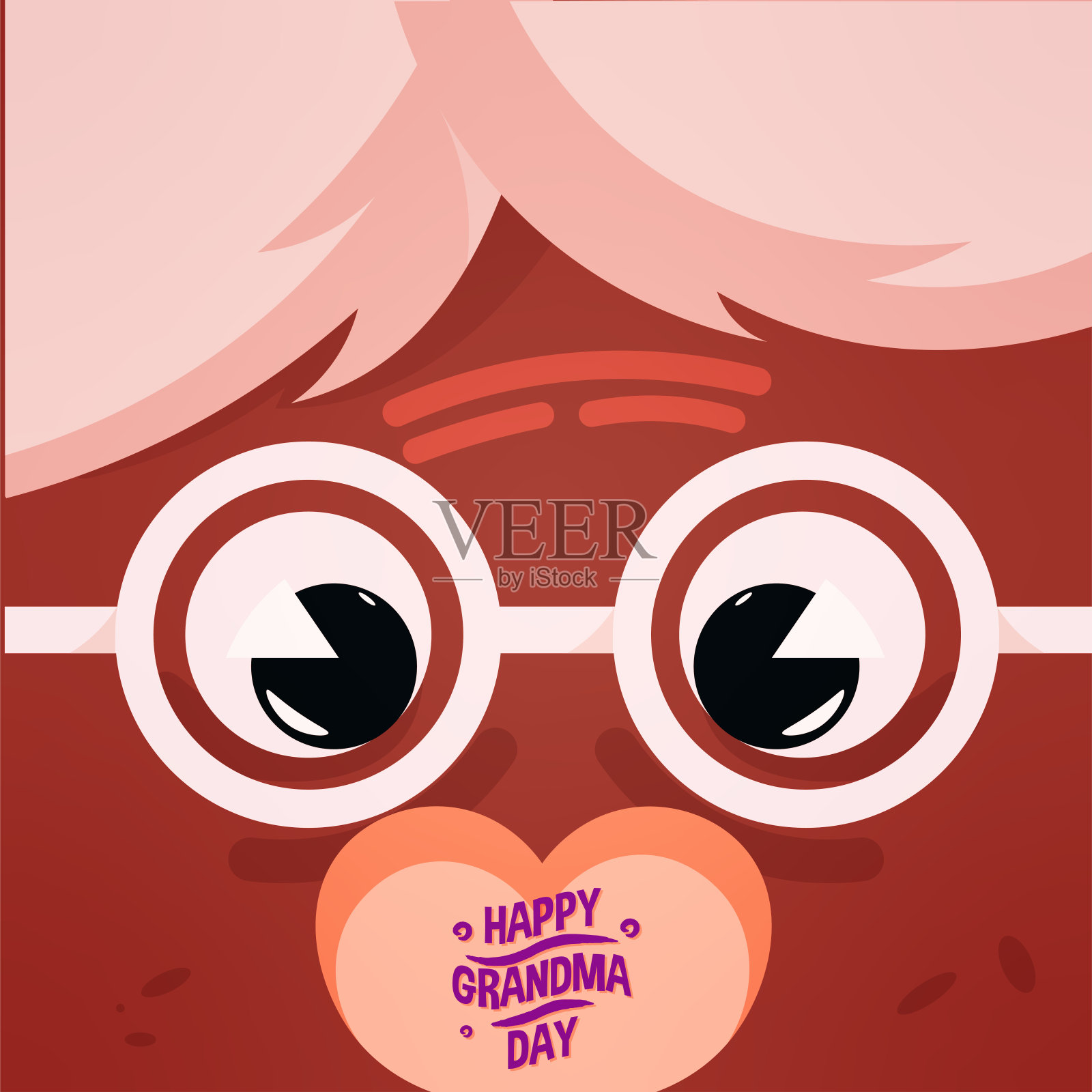 奶奶眼镜甜黑插画图片素材