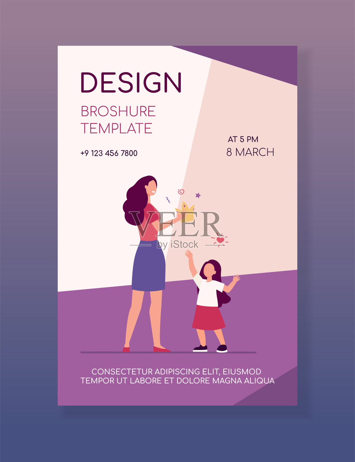 快乐的妈妈把皇冠给了她的小女儿设计模板素材