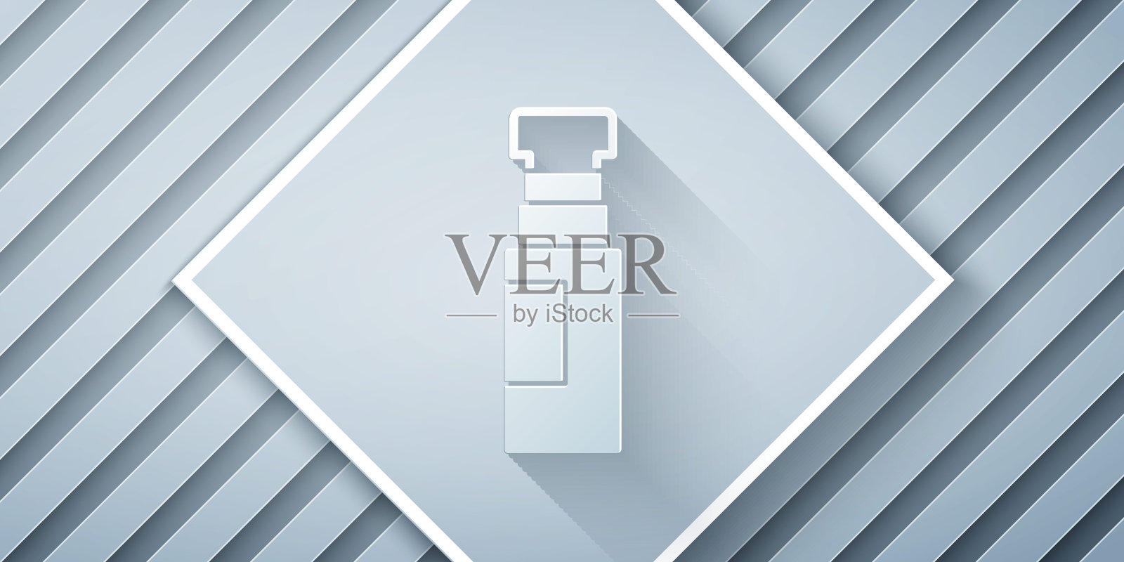 剪纸马克笔图标孤立在灰色背景。纸艺术风格。向量插画图片素材