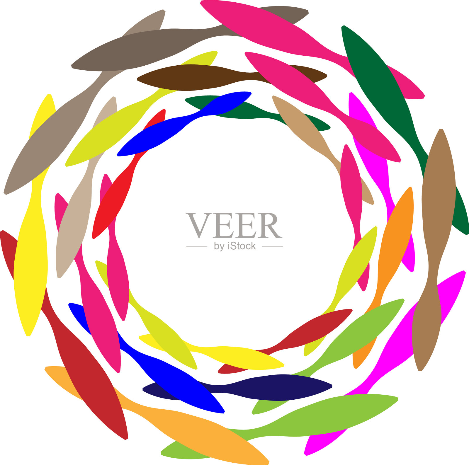 抽象的彩色圆形剪辑艺术标志符号插画图片素材