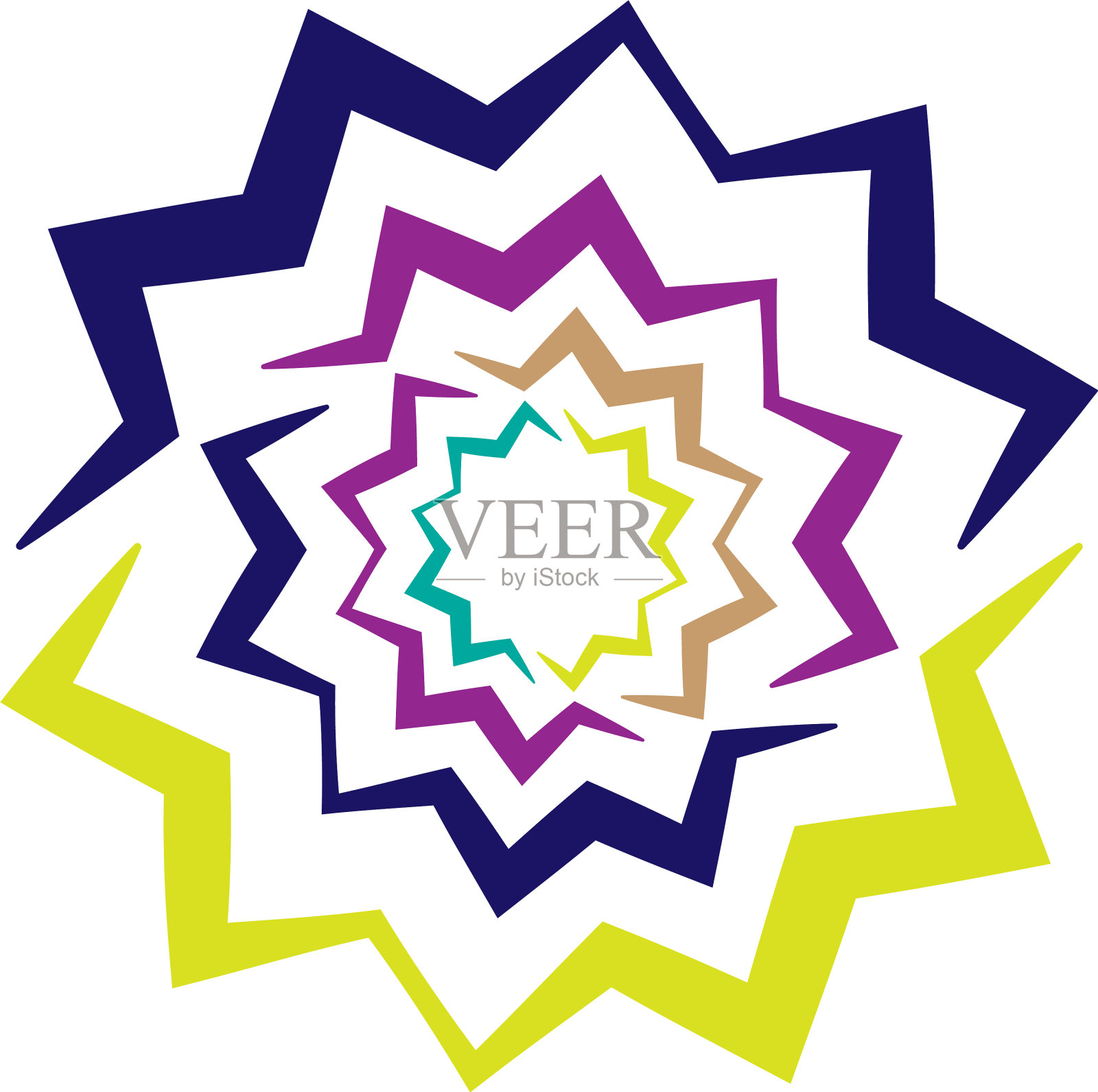 抽象的彩色圆形剪辑艺术标志符号插画图片素材