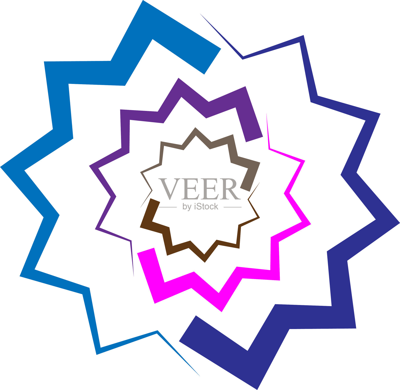 抽象的彩色圆形剪辑艺术标志符号插画图片素材