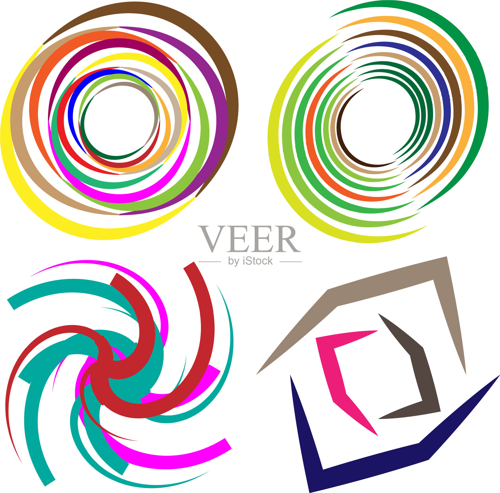 设置抽象的彩色圆形剪辑艺术标志插画图片素材