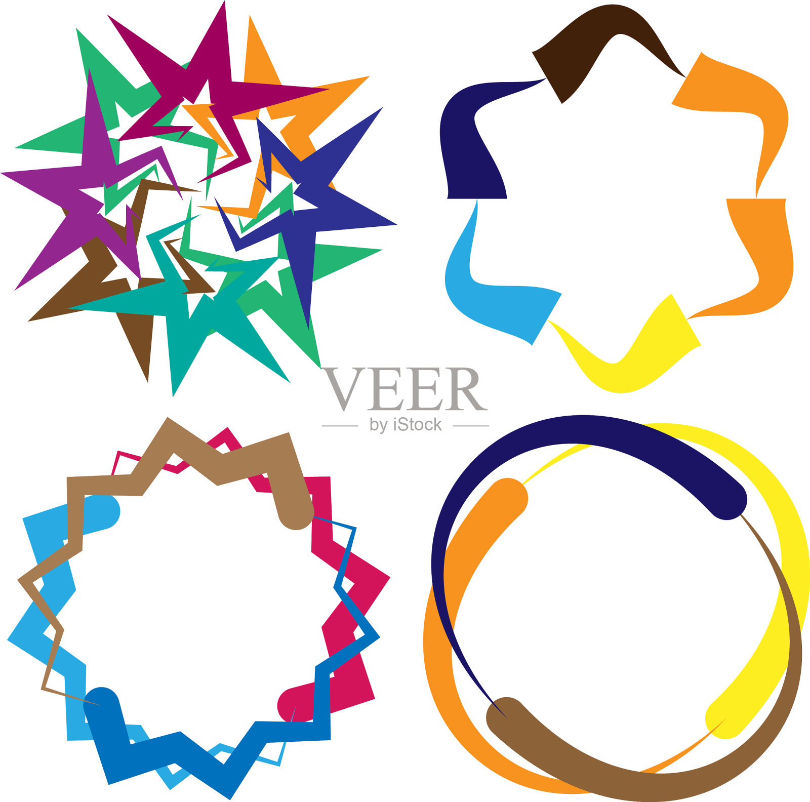 设置抽象的彩色圆形剪辑艺术标志插画图片素材