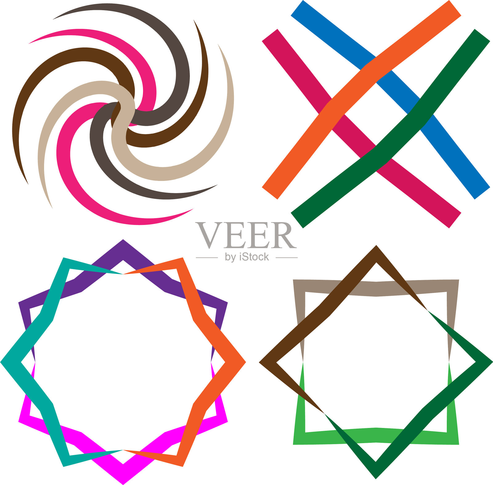 设置抽象的彩色圆形剪辑艺术标志插画图片素材