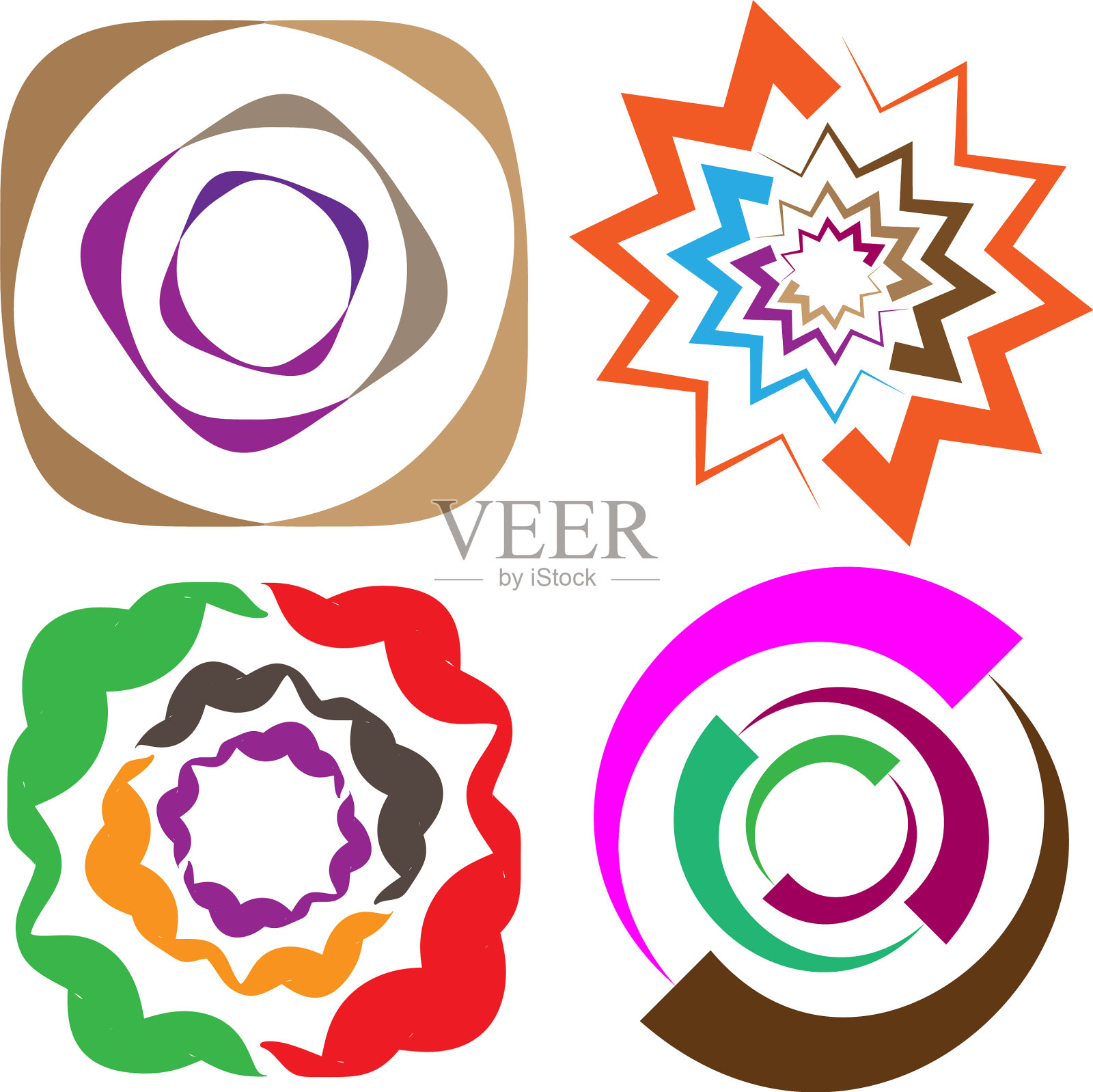 设置抽象的彩色圆形剪辑艺术标志插画图片素材