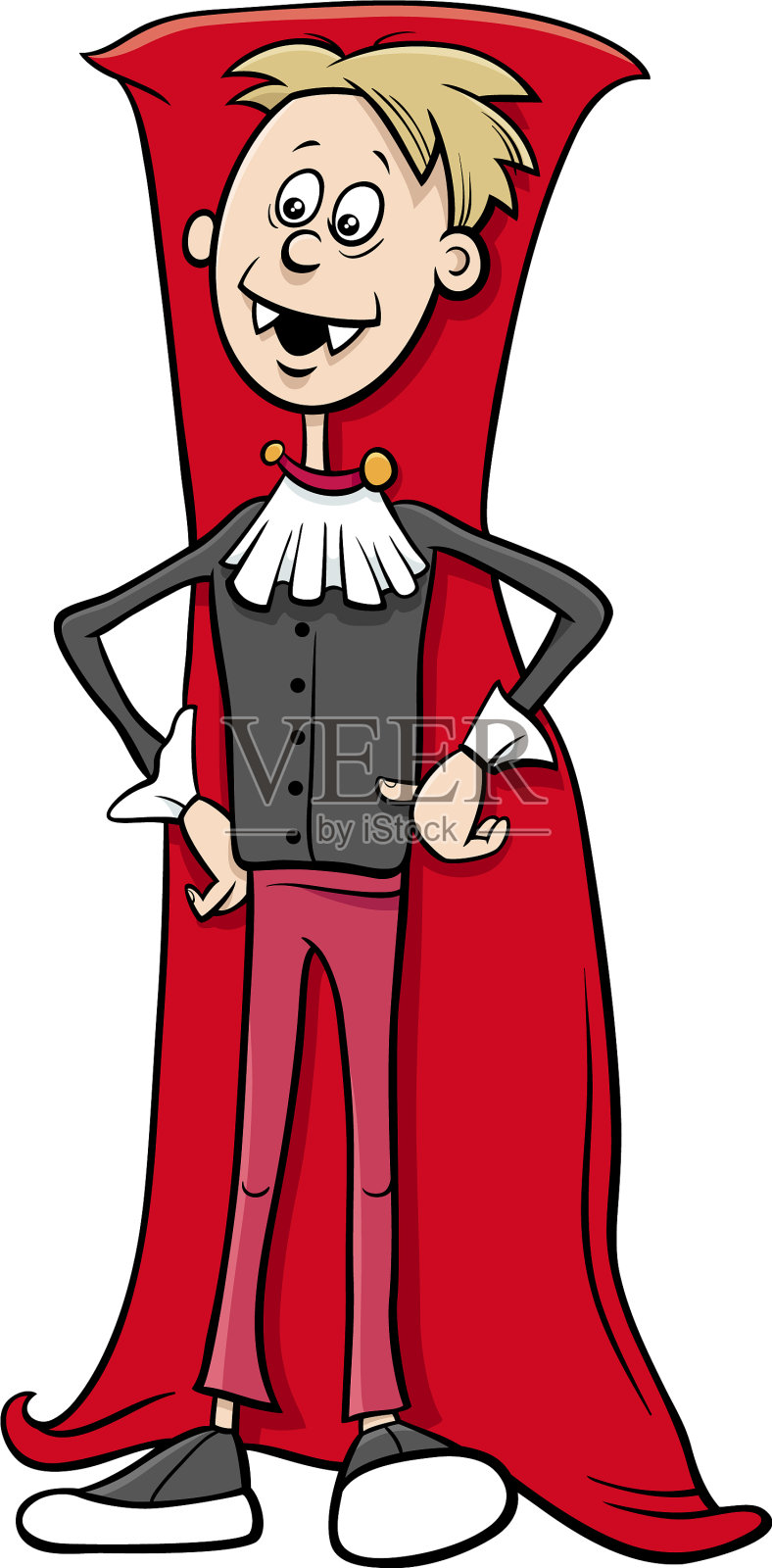 男孩在万圣节派对卡通吸血鬼服装设计元素图片