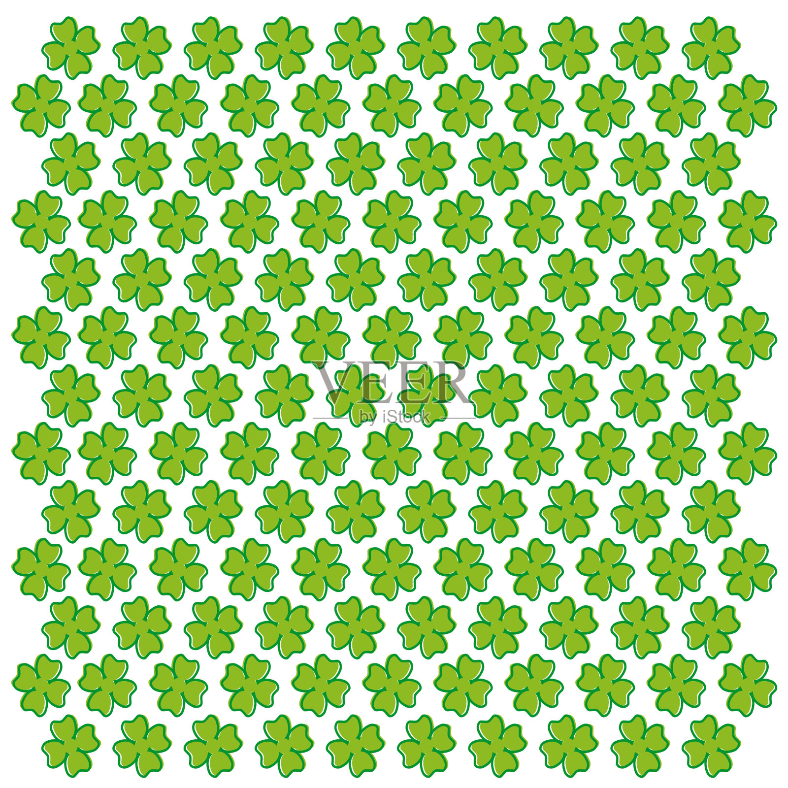 无缝图案背景三叶草叶设计插画图片素材