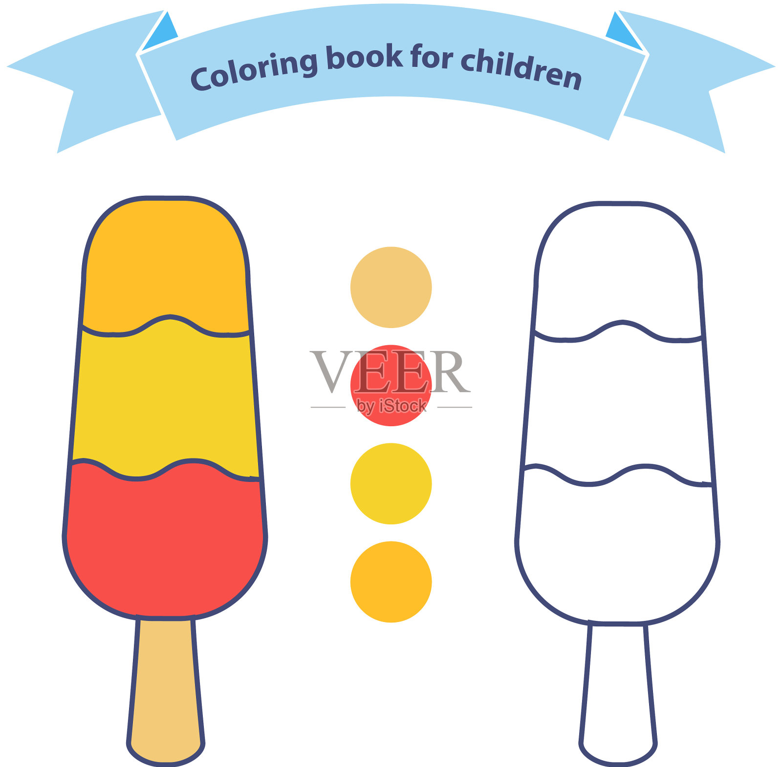 冰冻的爱斯基摩雪糕彩绘本上插画图片素材