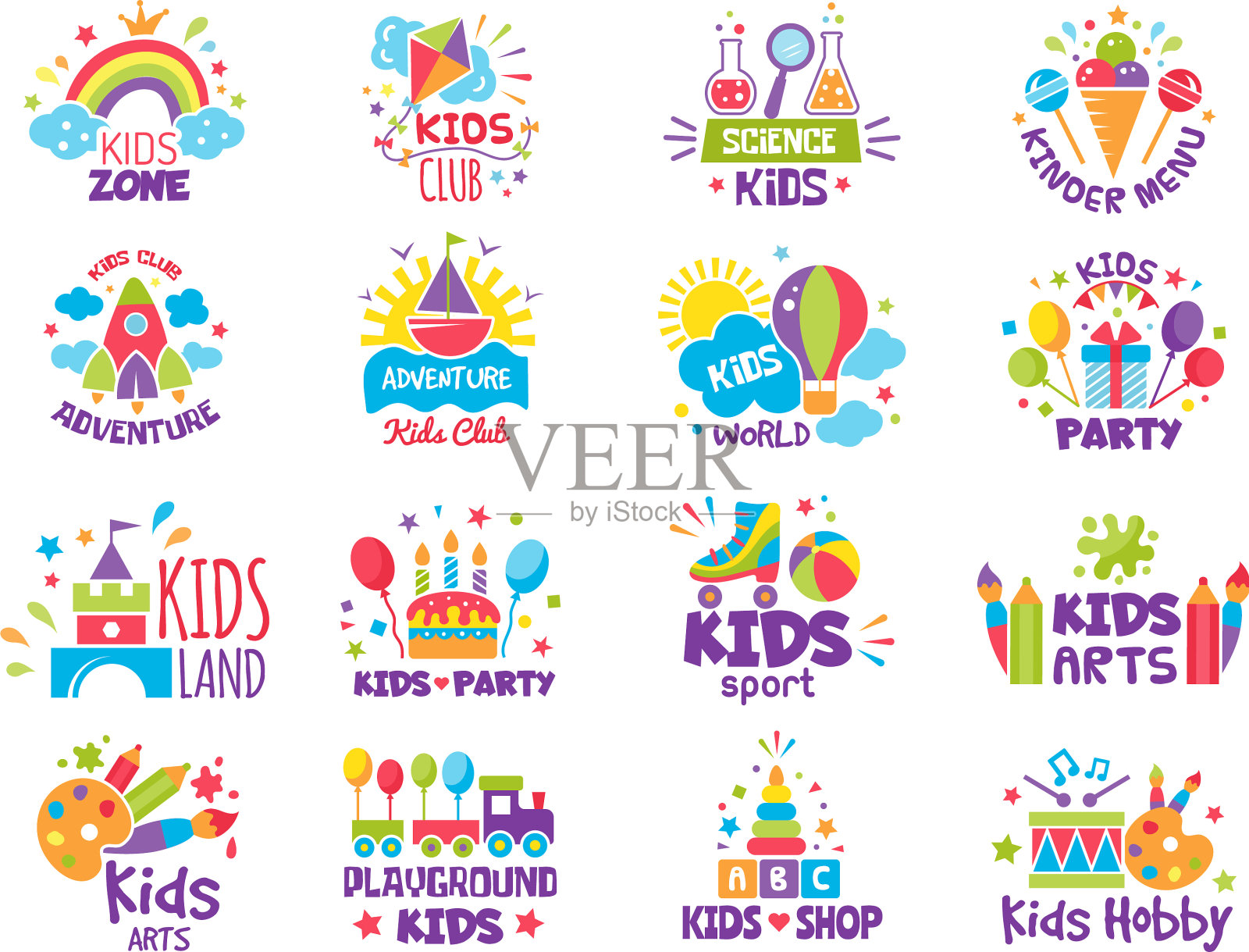 儿童区徽章标志为创意的地方插画图片素材