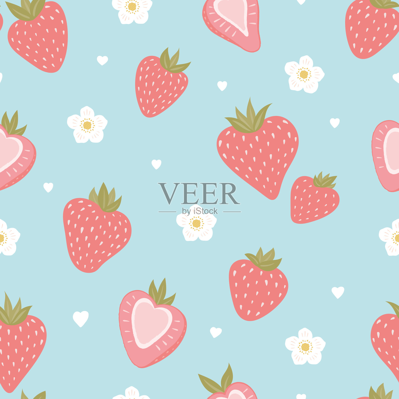 草莓无缝模式插画图片素材