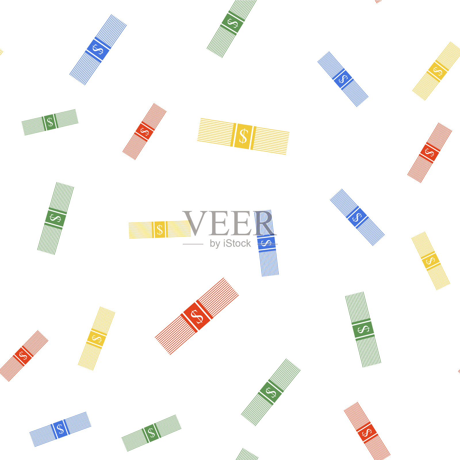 彩色纸币美元现金图标插画图片素材