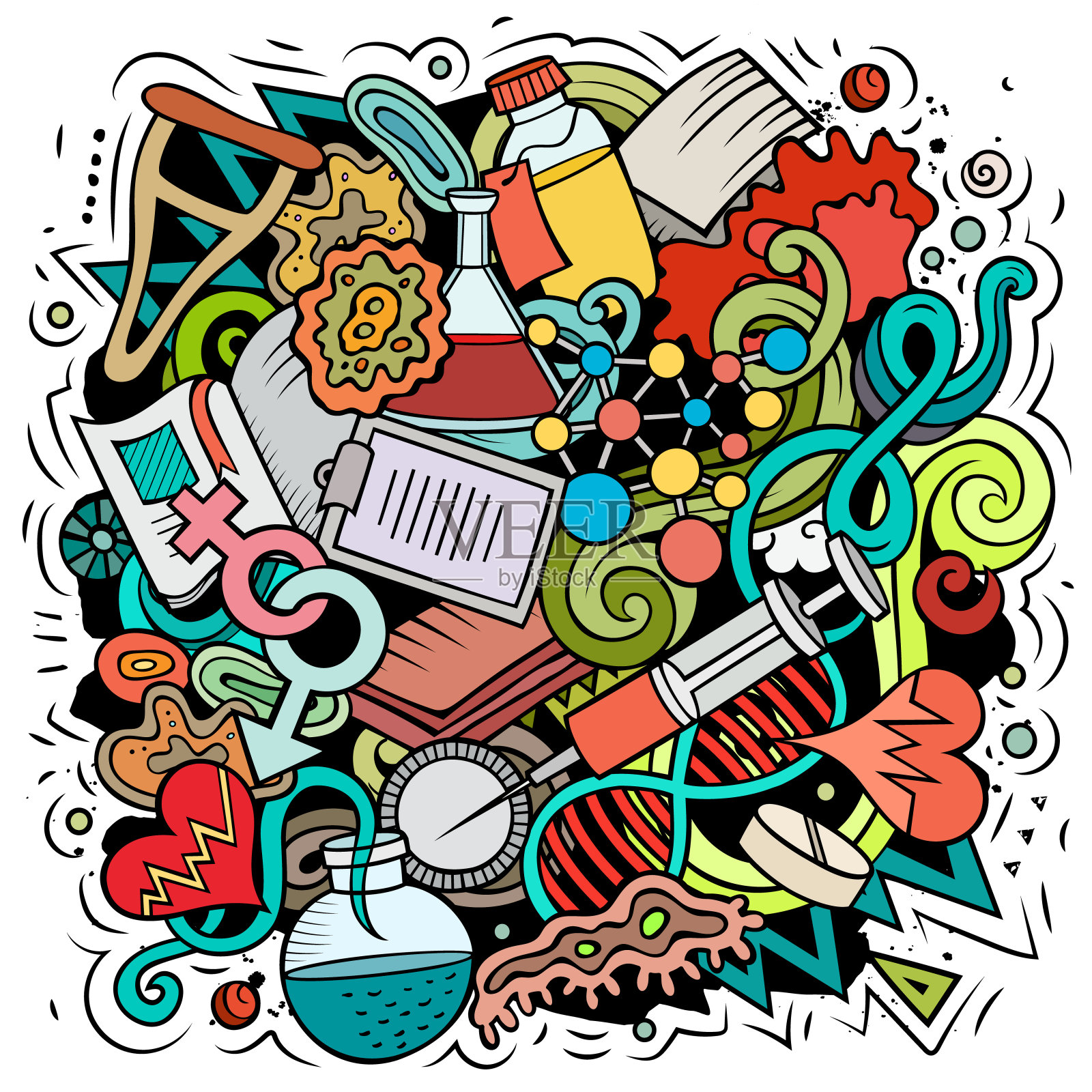 医学卡通矢量涂鸦设计插画图片素材