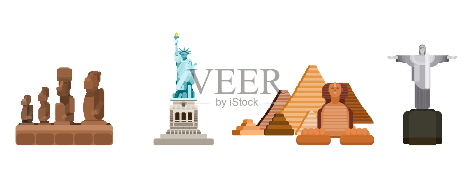 来自世界各地的雕像插画图片素材