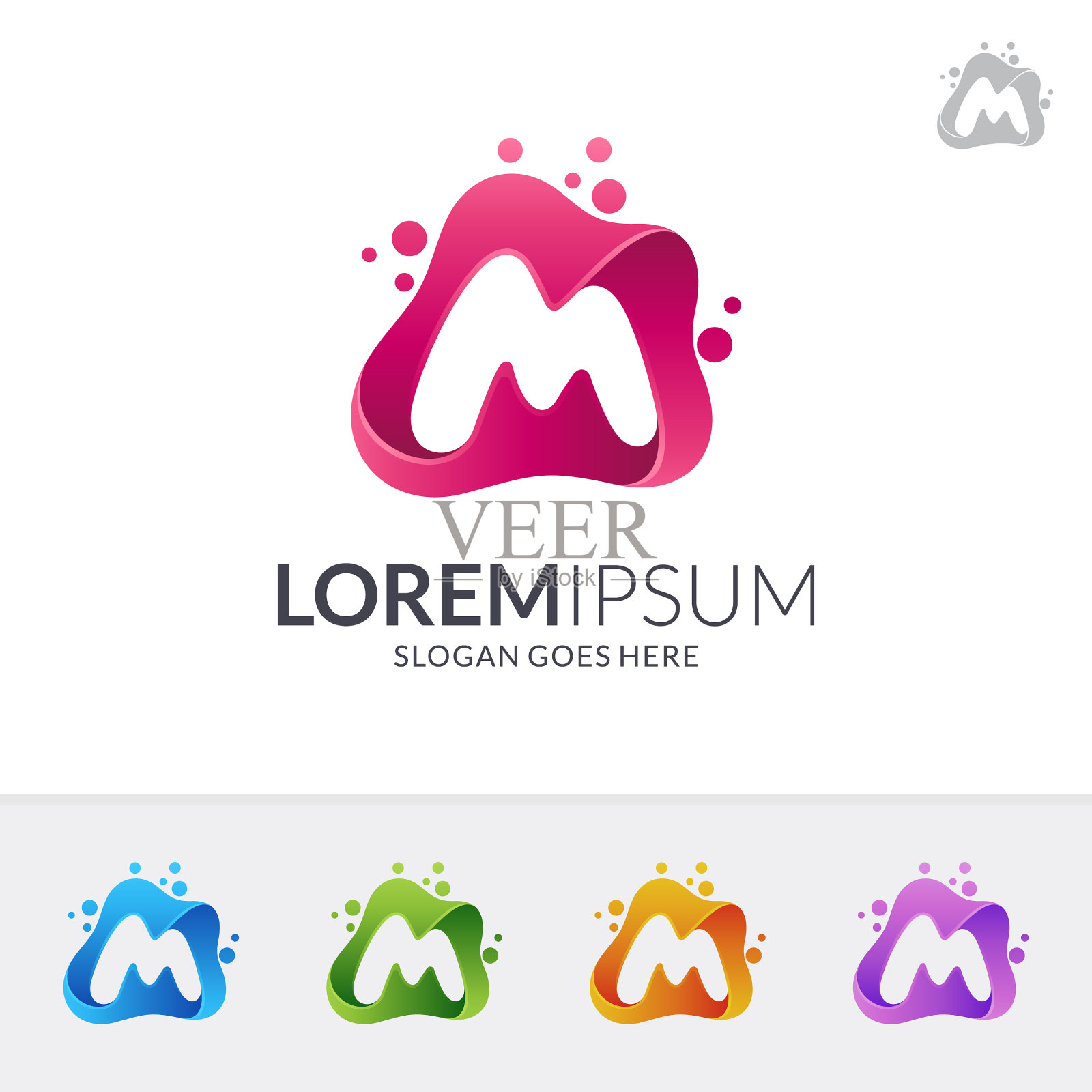 新鲜的字母m标志模板插画图片素材