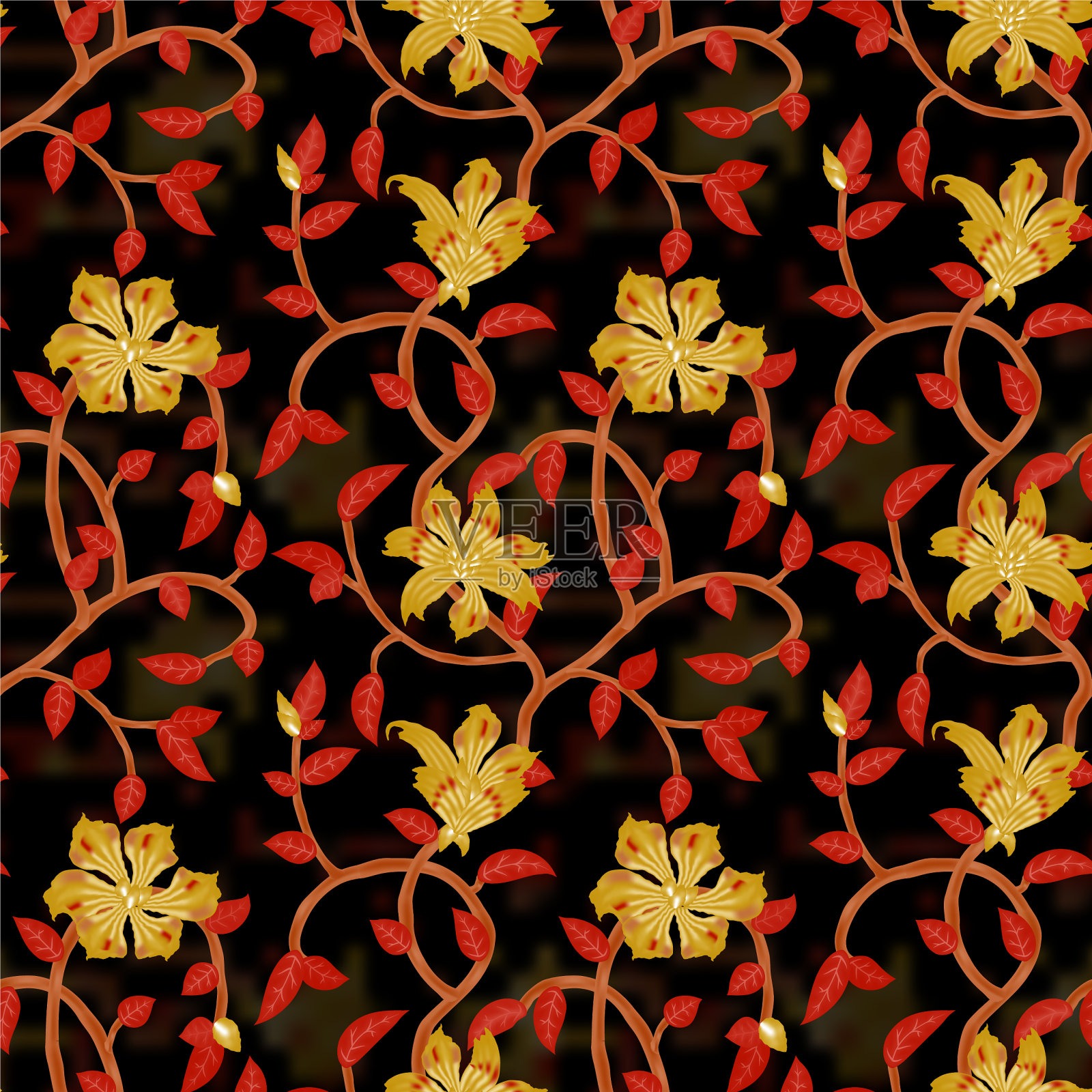 无缝花纹背景插画图片素材