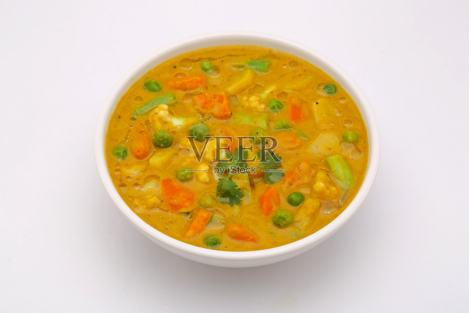 混合蔬菜咖喱或库尔马照片摄影图片