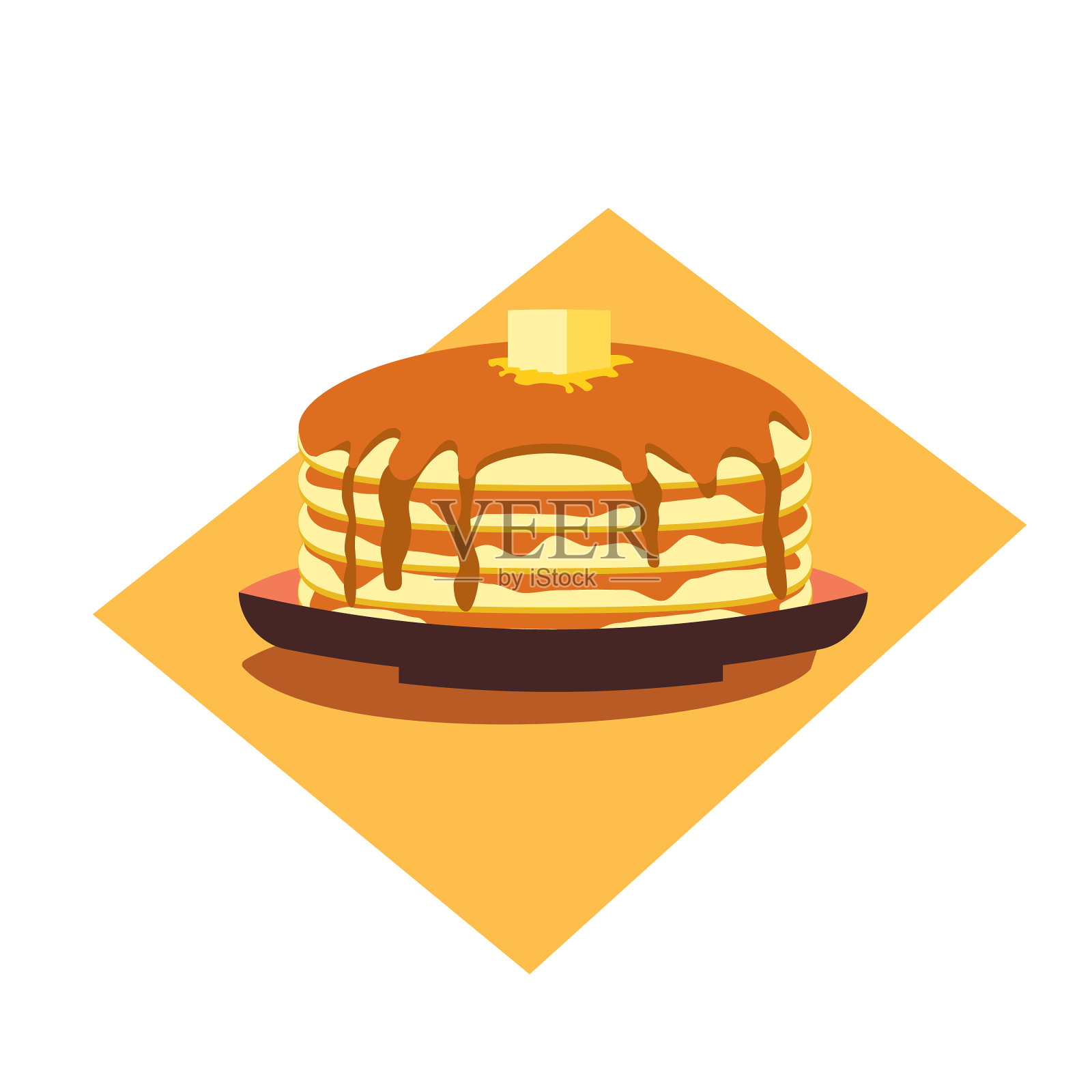 煎饼加黄油和糖浆的图标设计元素图片