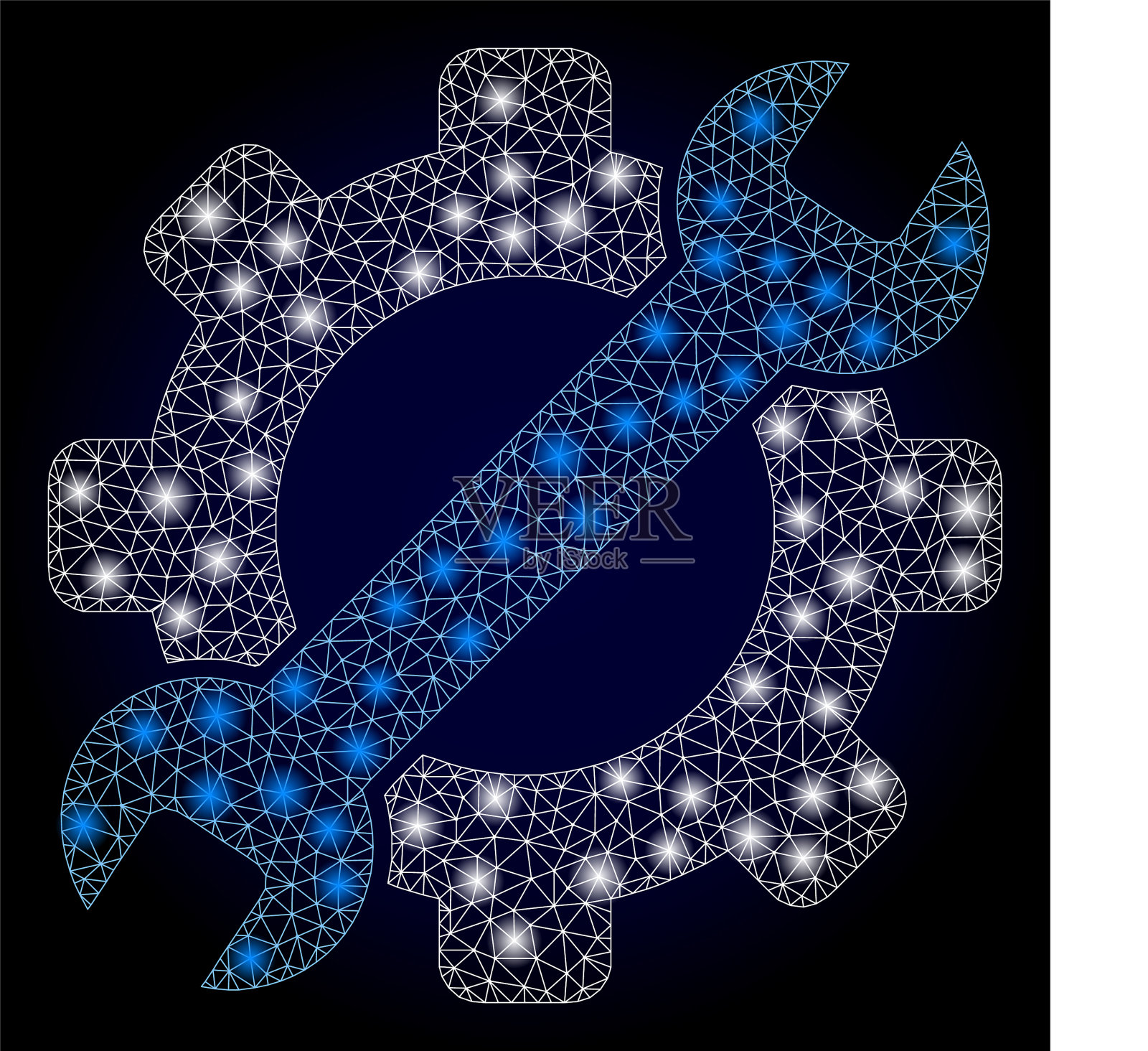 带有亮点的明亮多边形网服务工具插画图片素材