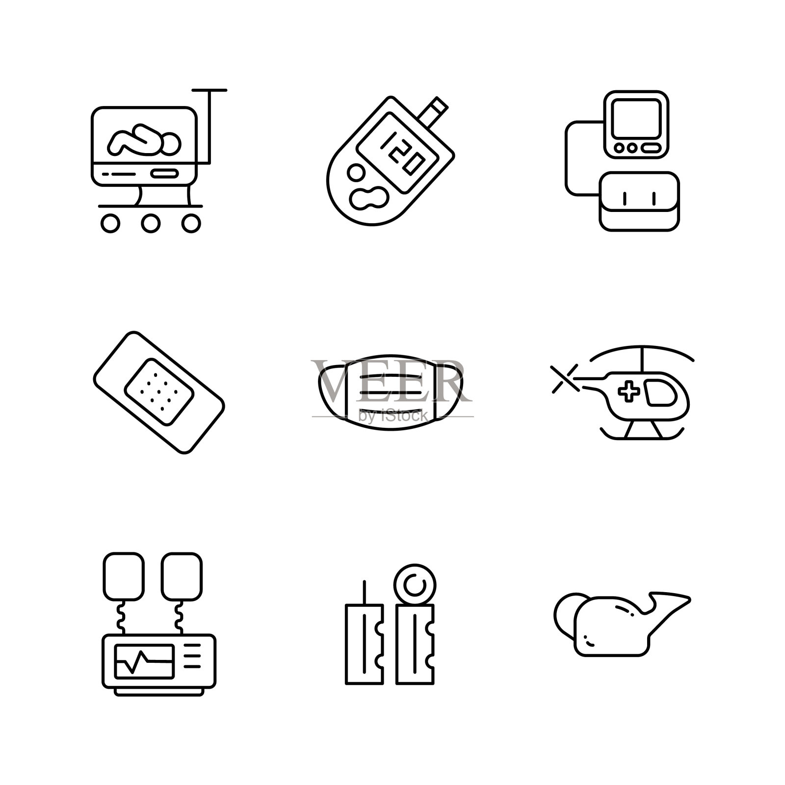 轮廓薄医院和医疗图标4卷图标素材