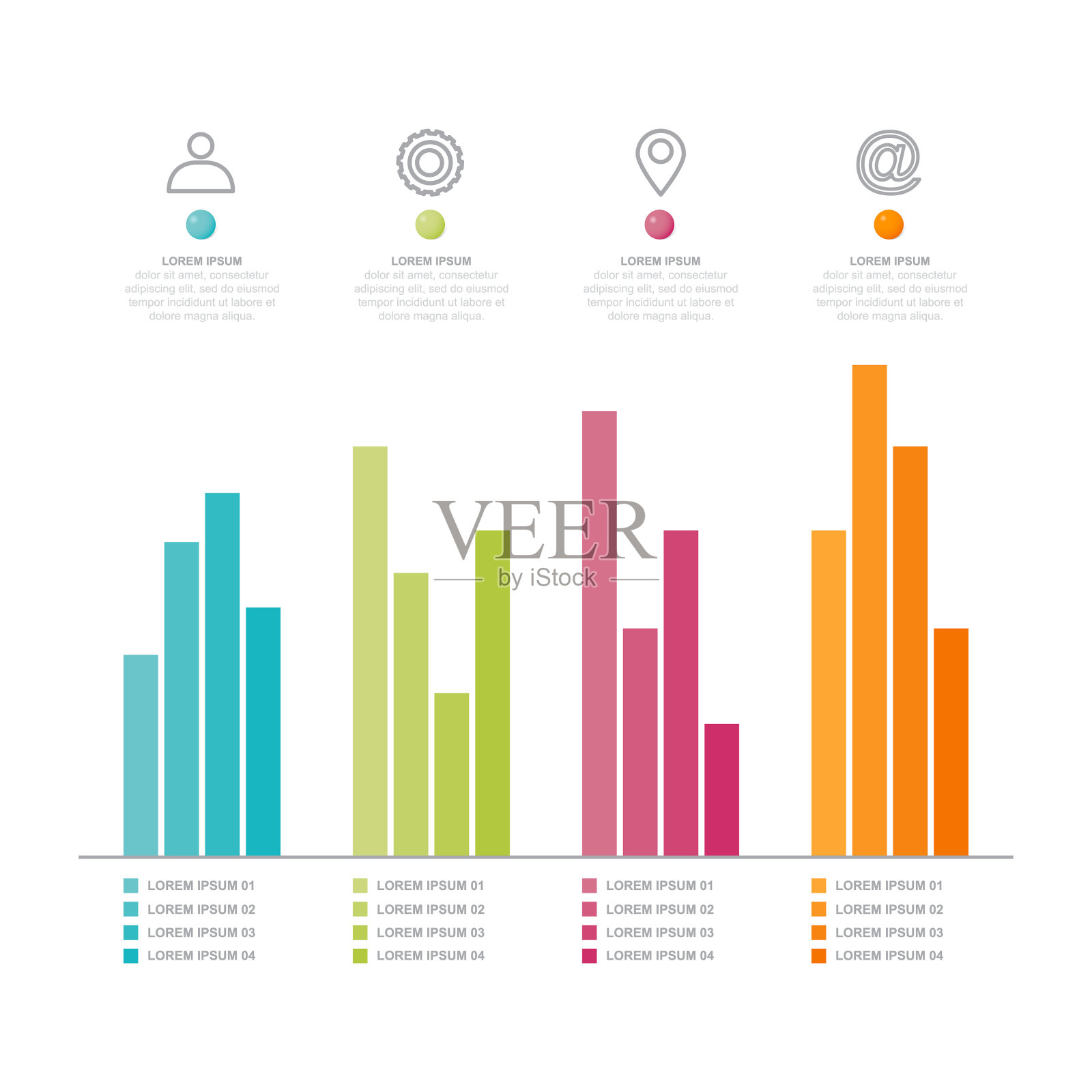 条形图图表统计业务信息图元素模板插画图片素材