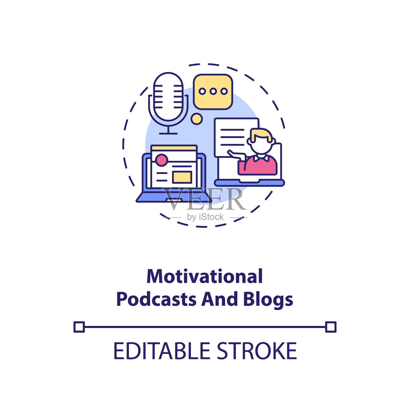 励志播客和博客概念图标插画图片素材