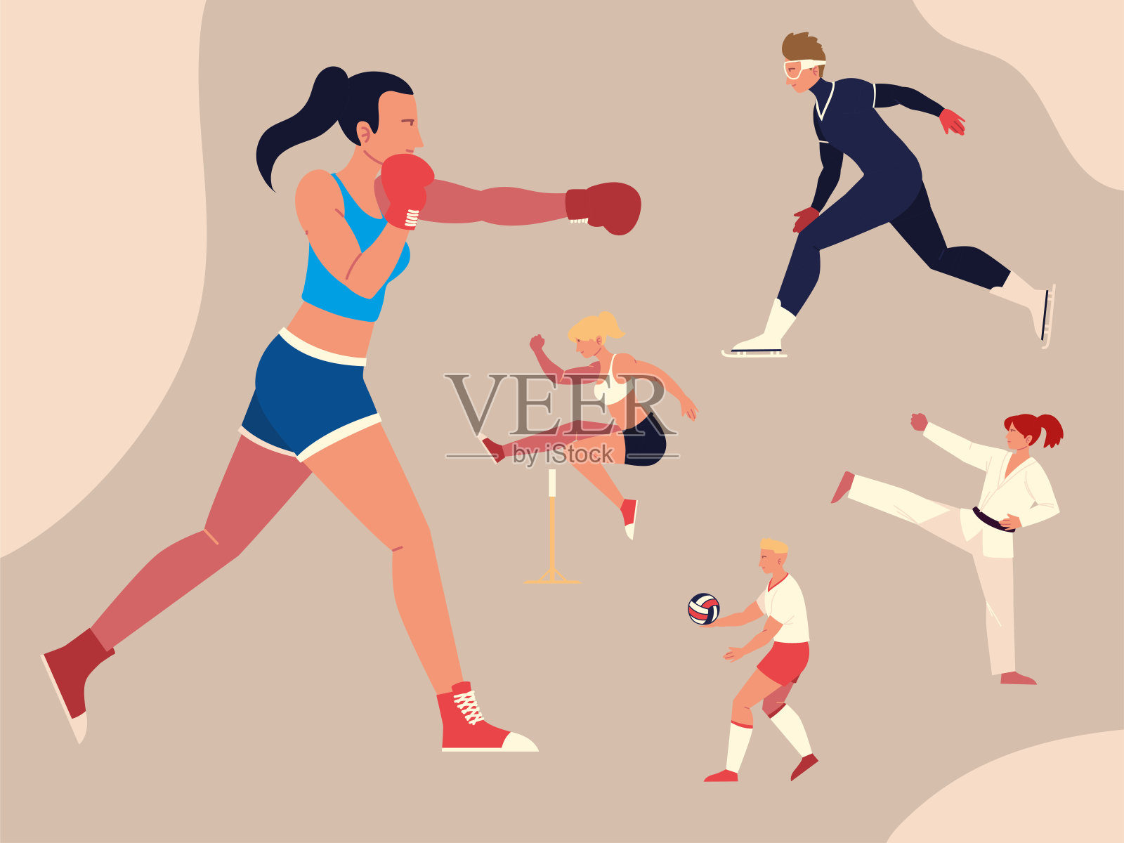 人不同的体育运动插画图片素材