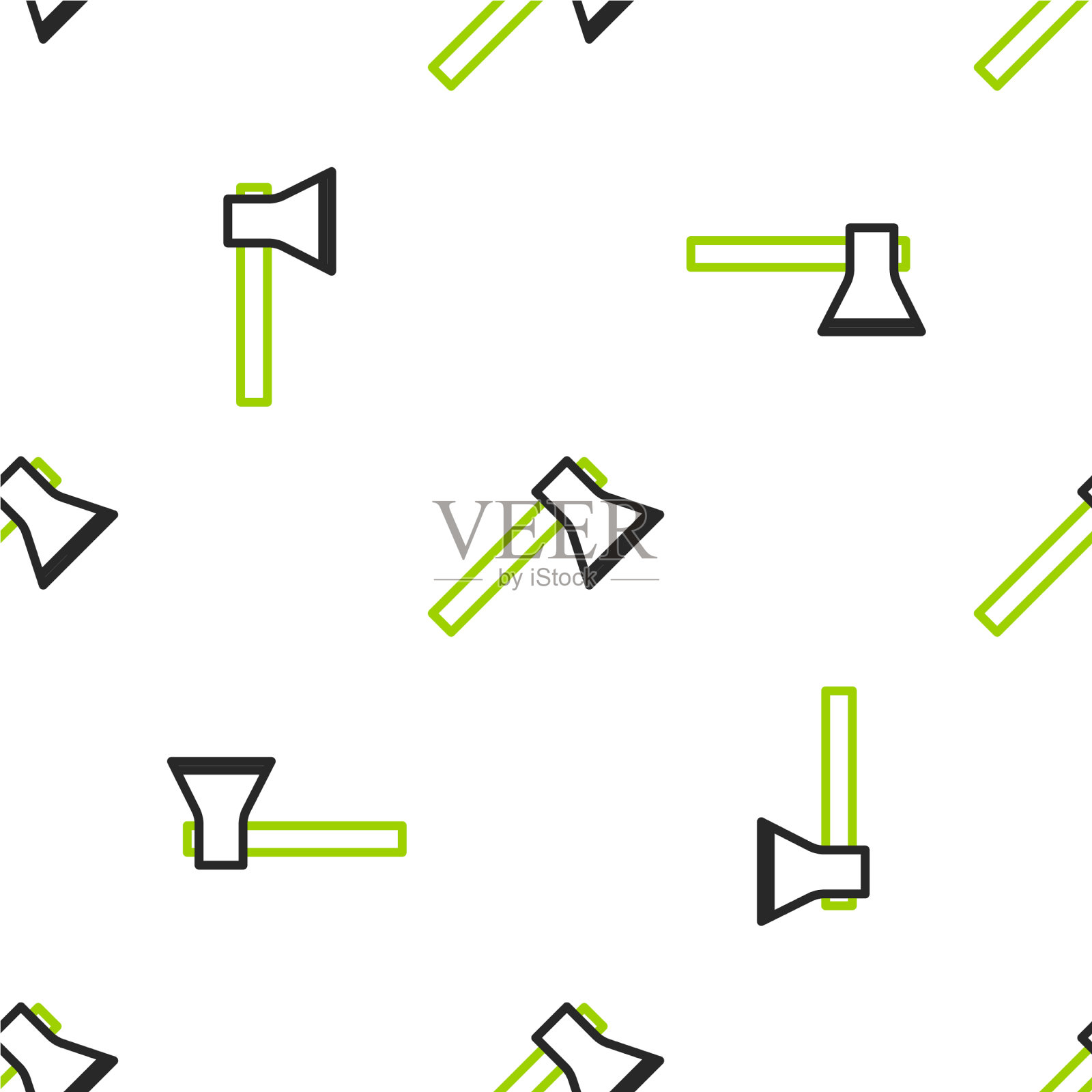 线消防斧图标隔离无缝插画图片素材