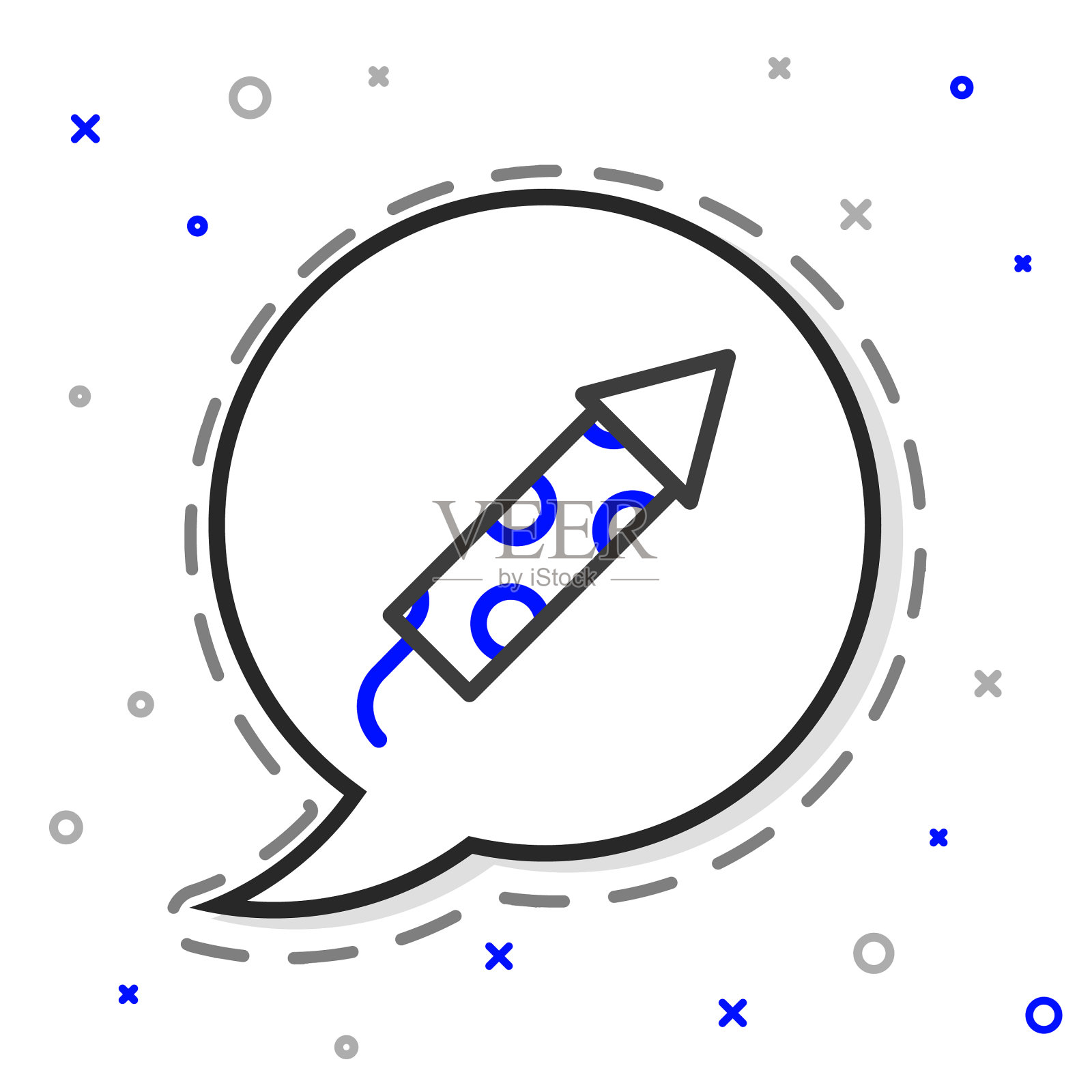 线烟花火箭图标孤立在白色插画图片素材