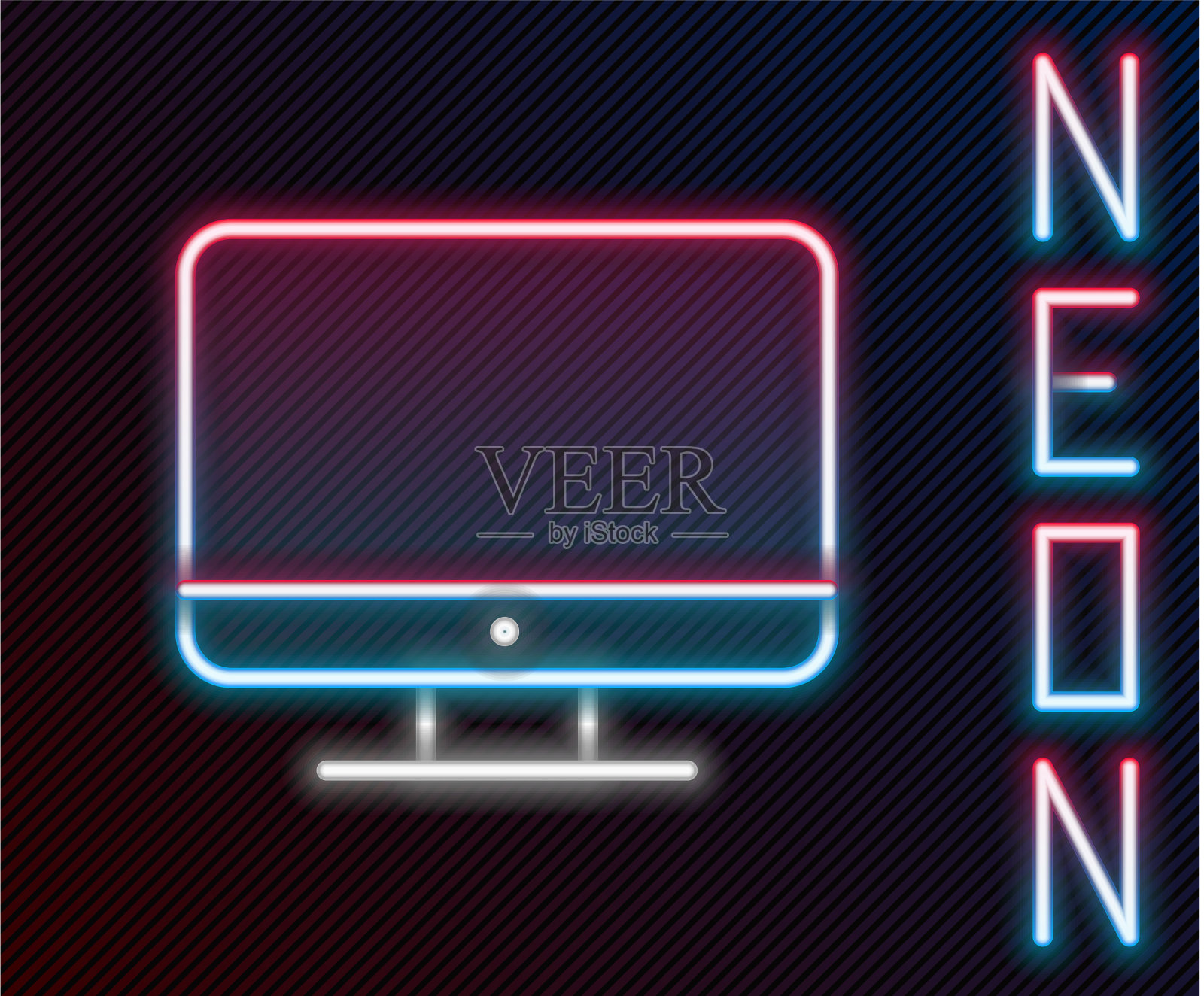 发光的霓虹灯线电脑显示器屏幕图标插画图片素材