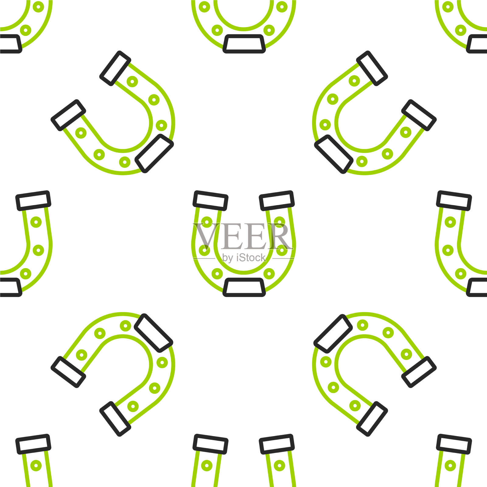 线马蹄形图标孤立无缝图案上插画图片素材