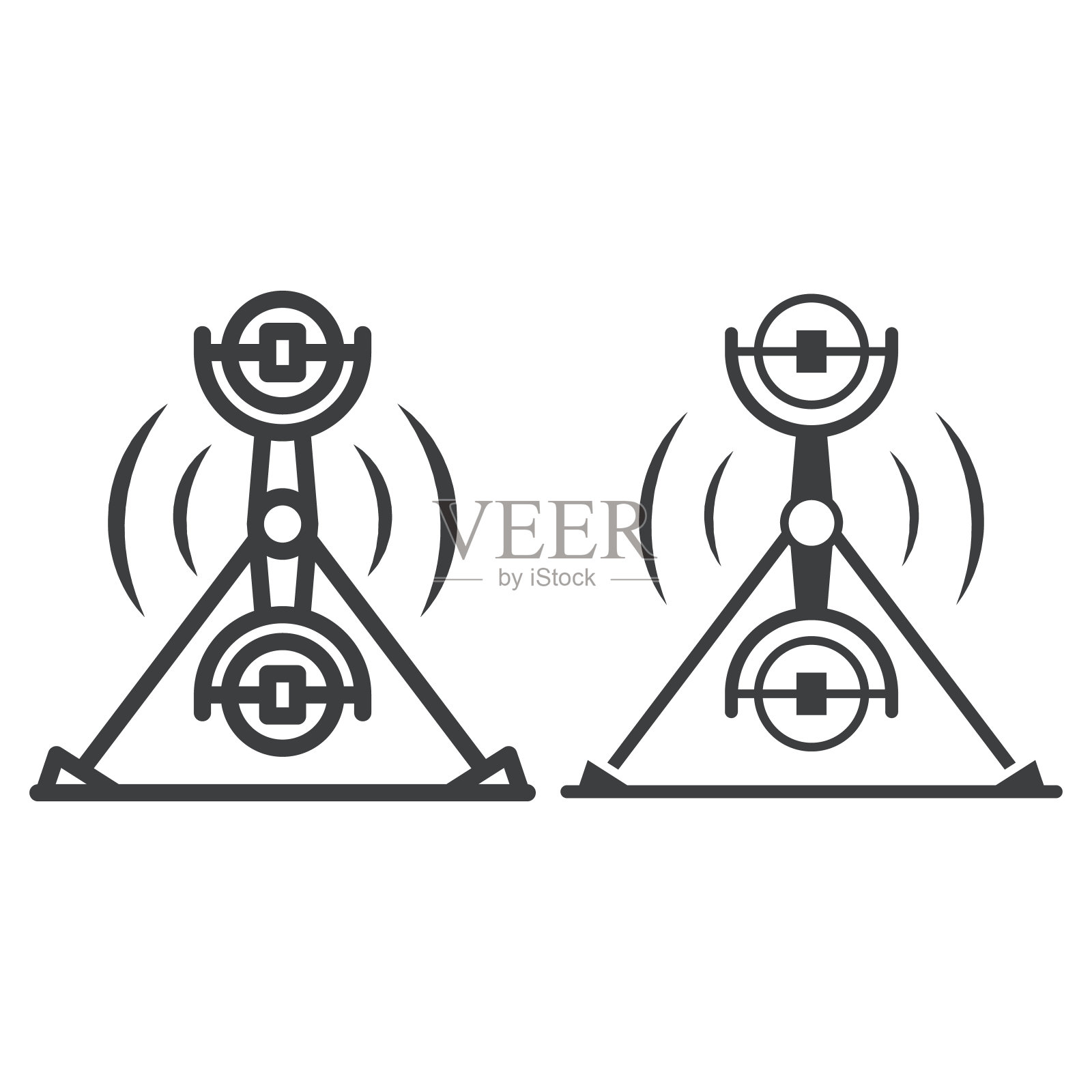 风车骑线和固体图标，骑乘概念，旋转杯吸引标志上的白色背景，吸引弹射器图标在轮廓风格的移动概念和网页设计。矢量图形。图标素材