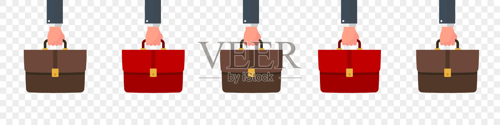 手提箱。公文包图标集合。公文包平的风格。投资组合图标。矢量图插画图片素材