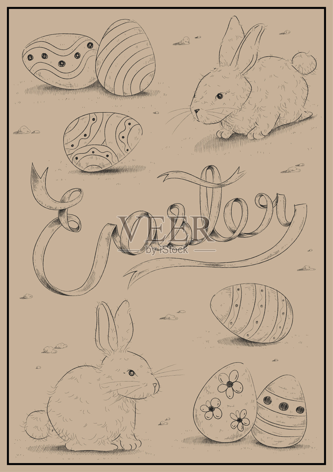 复活节，画画，书法，刻字，手绘插画图片素材