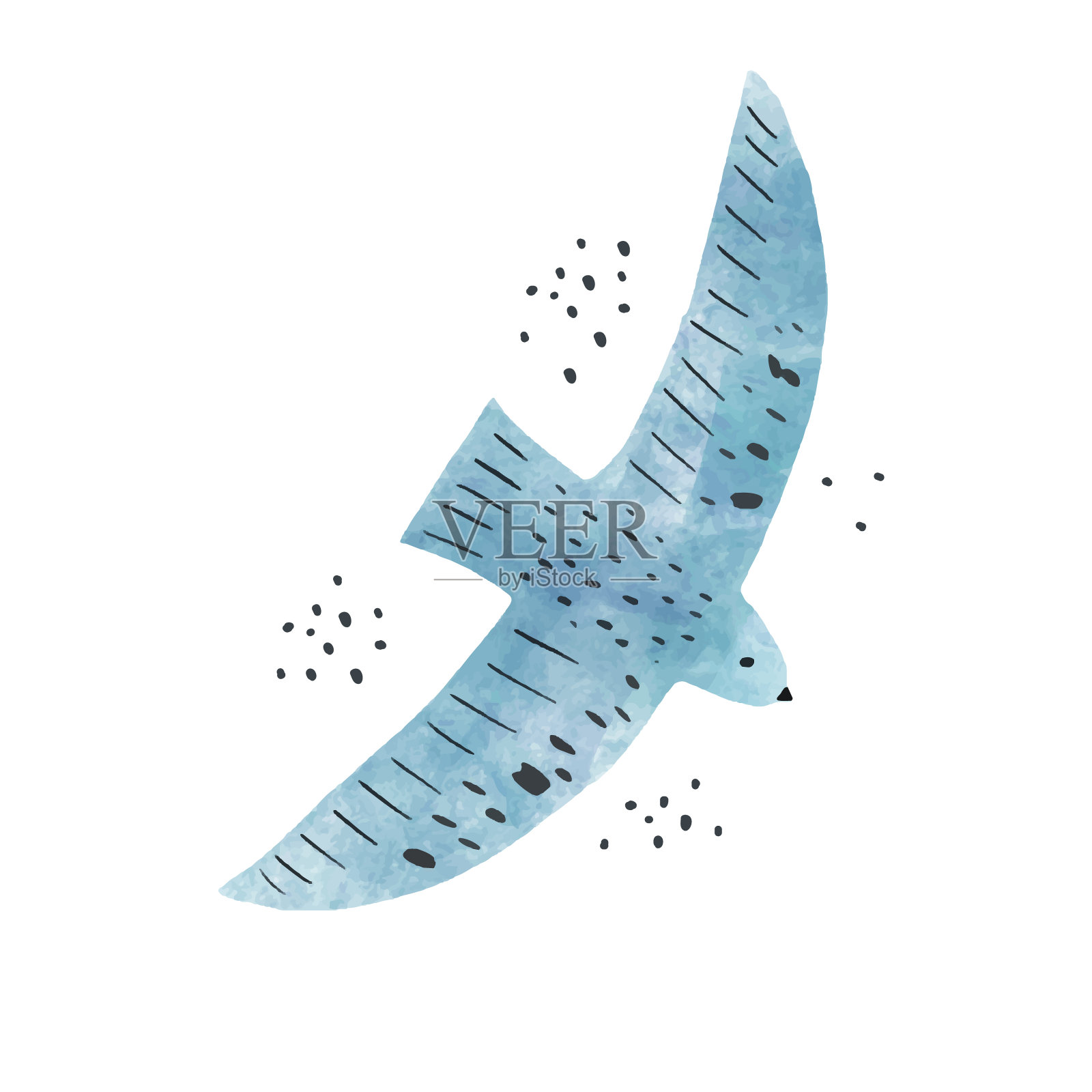 水彩斯堪的纳维亚风格蓝鸟孤立。矢量图插画图片素材