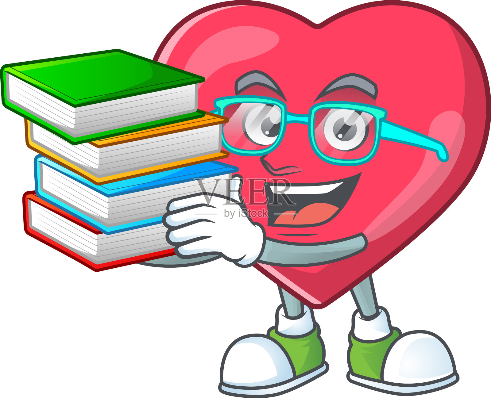 吉祥物设计心脏医疗通知学生插画图片素材