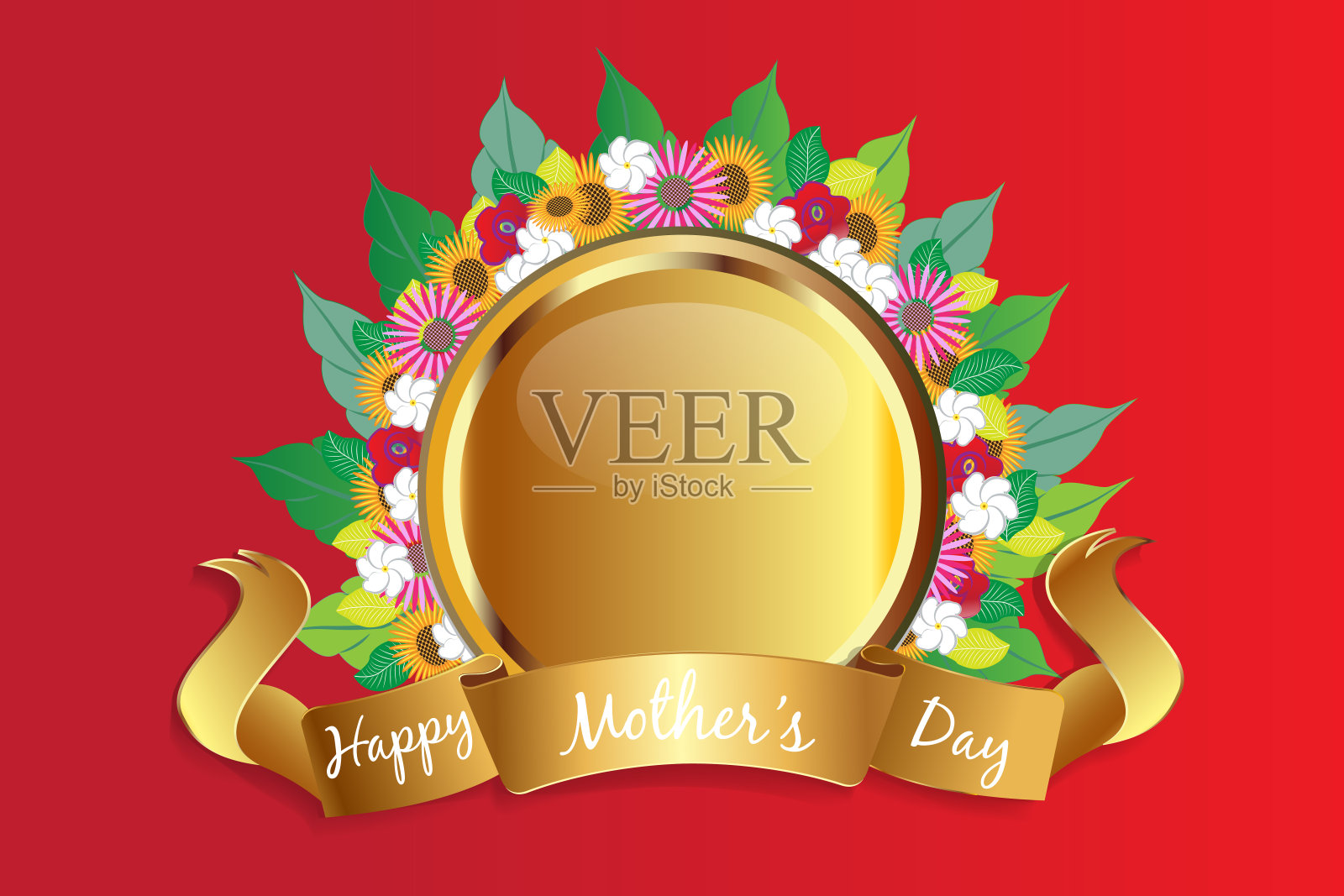 金色鲜花邀请问候卡向量插画图片素材