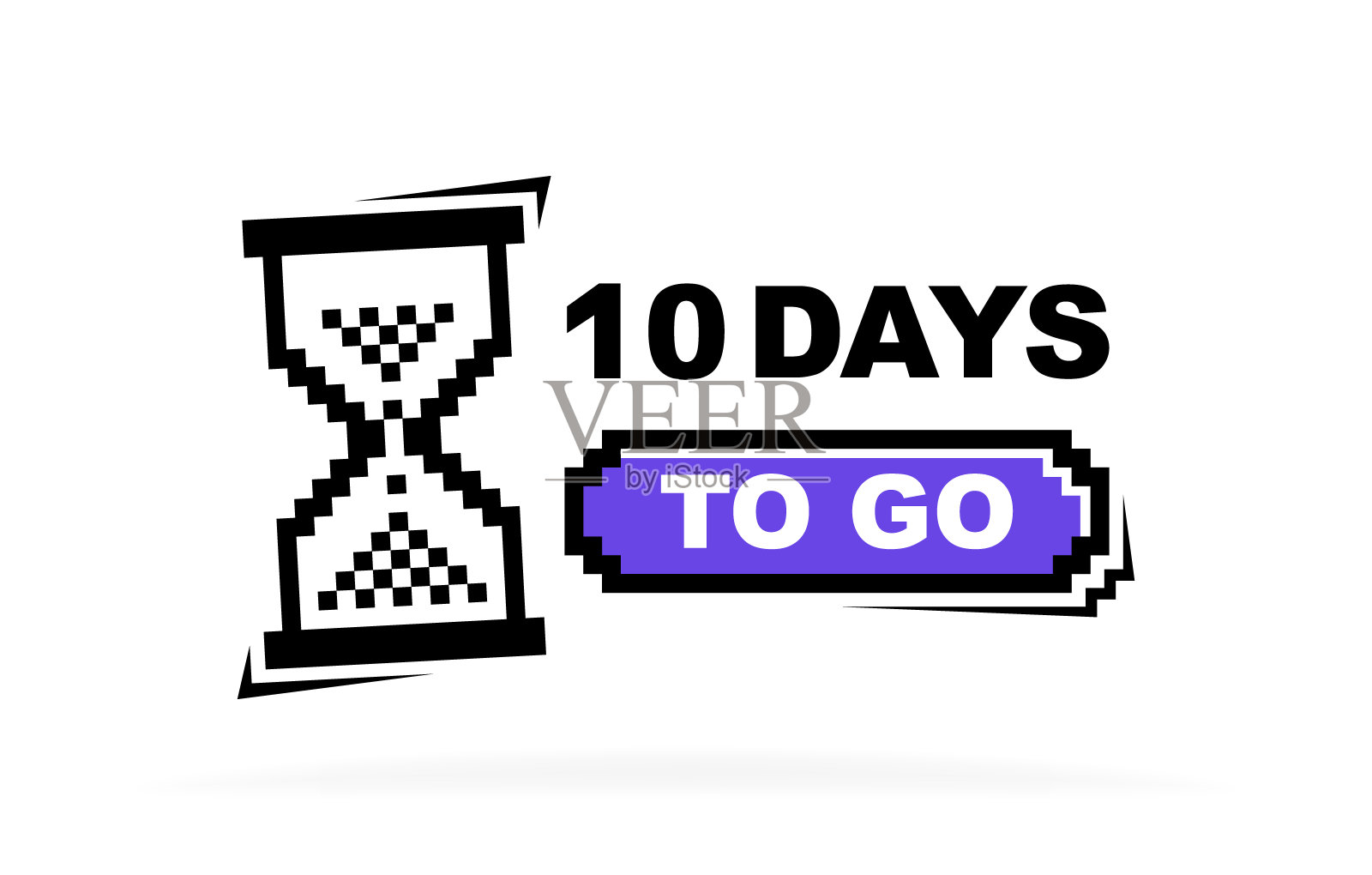 还有十天。几何标签设计与沙漏模板出售或零售。像素艺术设计。现代的矢量图插画图片素材