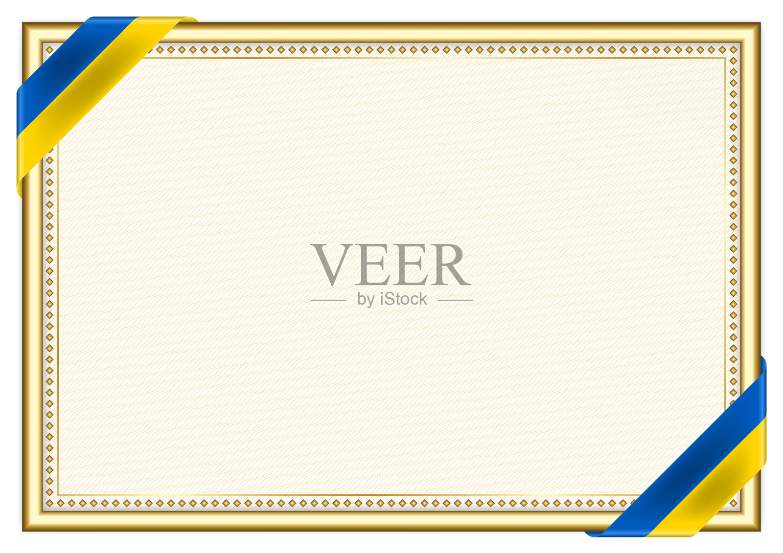 水平框架和边界与乌克兰国旗插画图片素材