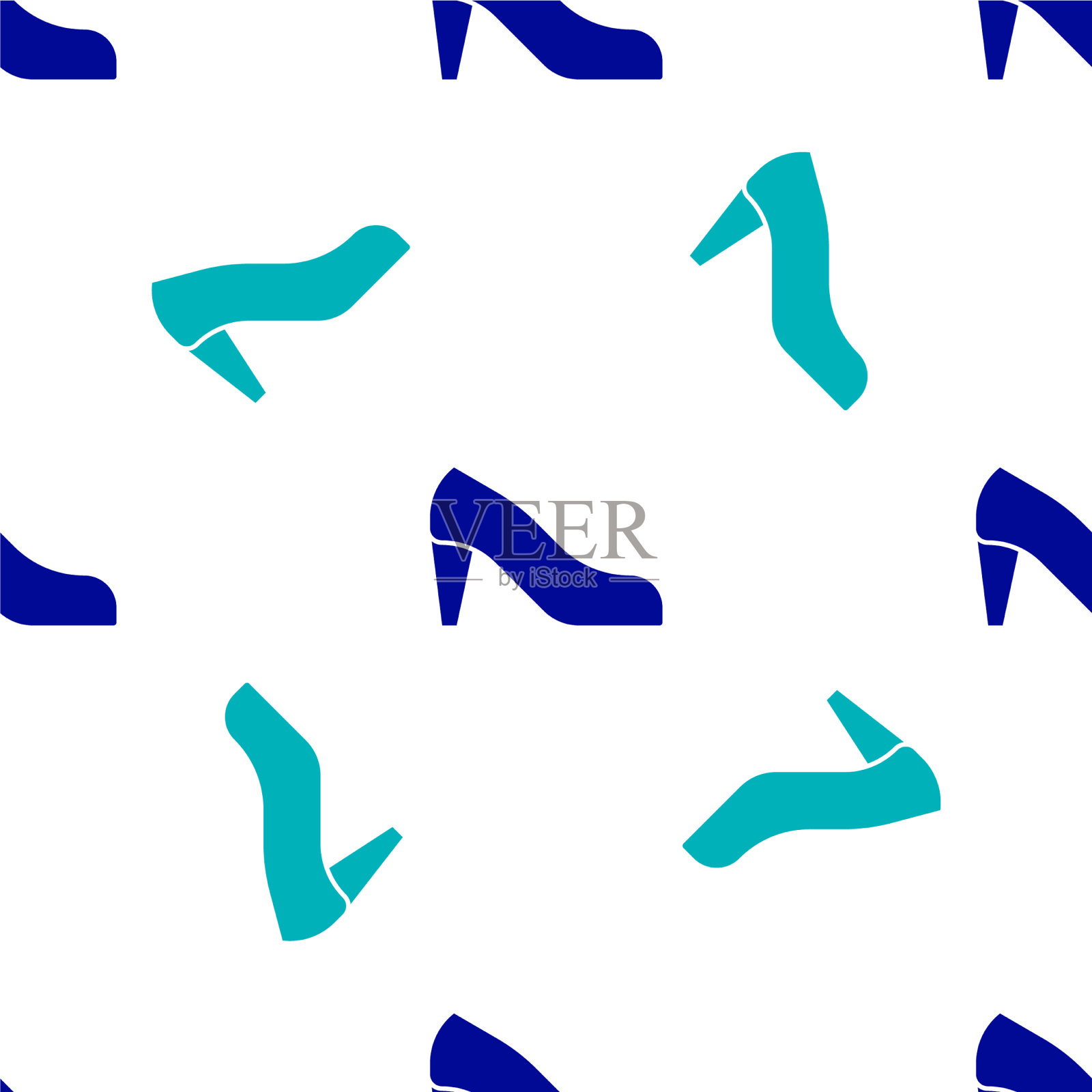 蓝色女人鞋与高跟鞋图标隔离插画图片素材