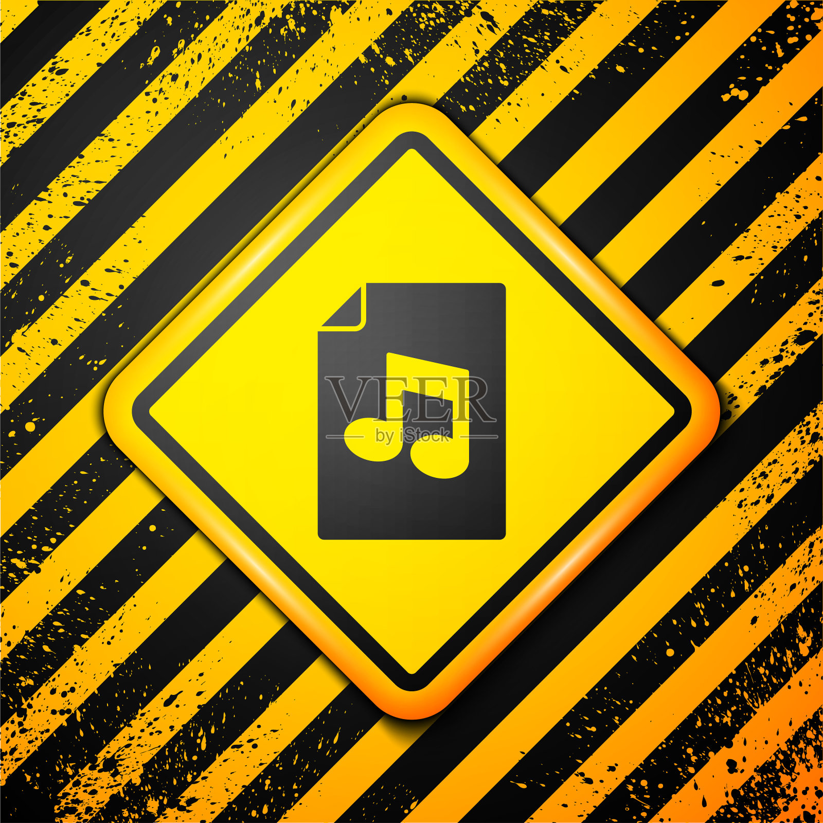 黑色音乐书与备注图标孤立在黄色插画图片素材