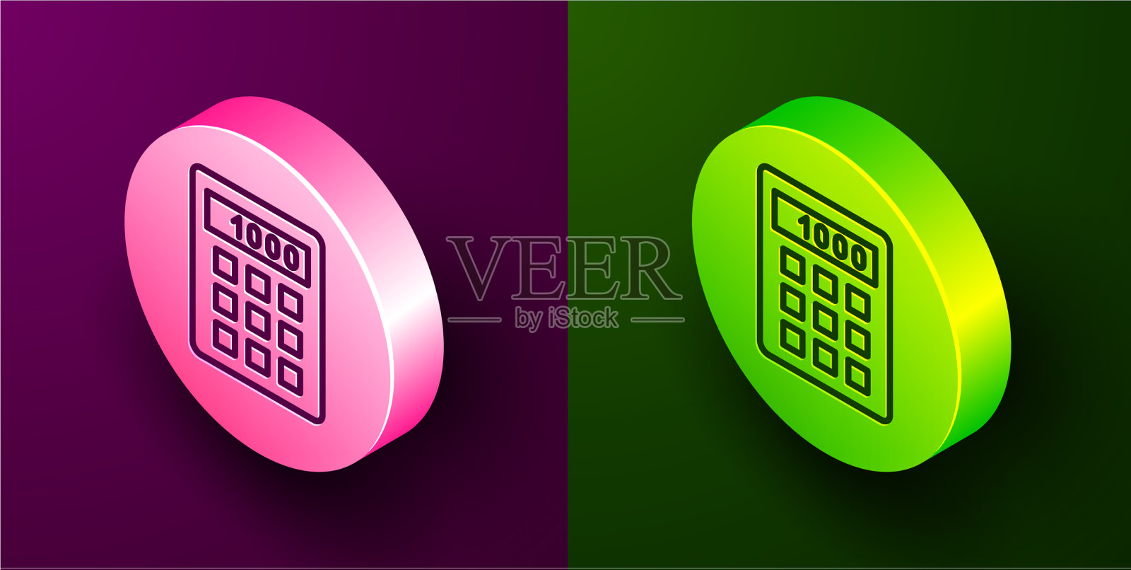 等距线计算器图标孤立在紫色上图标素材